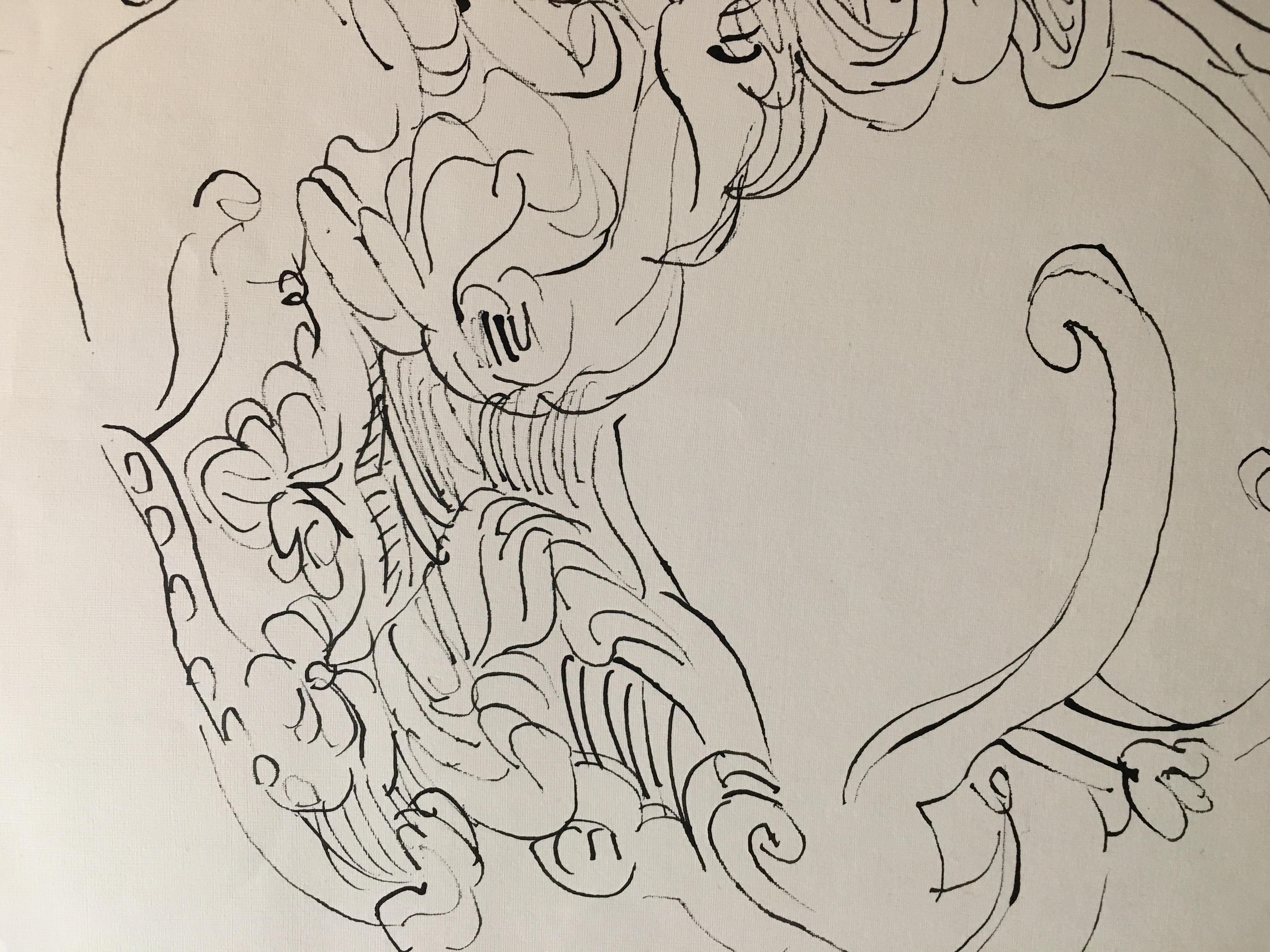 Francese Disegno a inchiostro moderno di Yasse Tabuchi in vendita