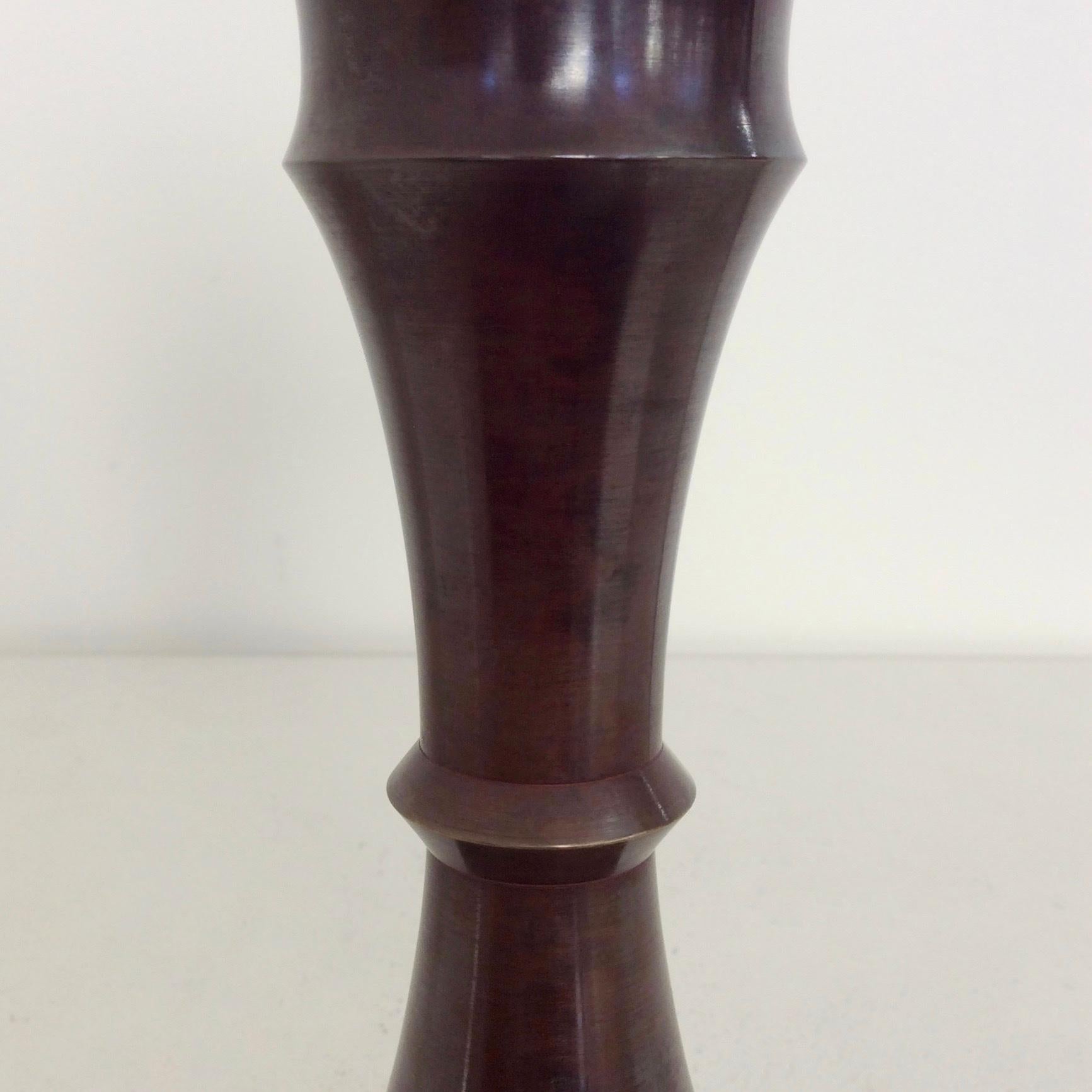Patinated Yasumi Nakajima II Ikebana Bronze Vase, circa 1960, Japan. For Sale