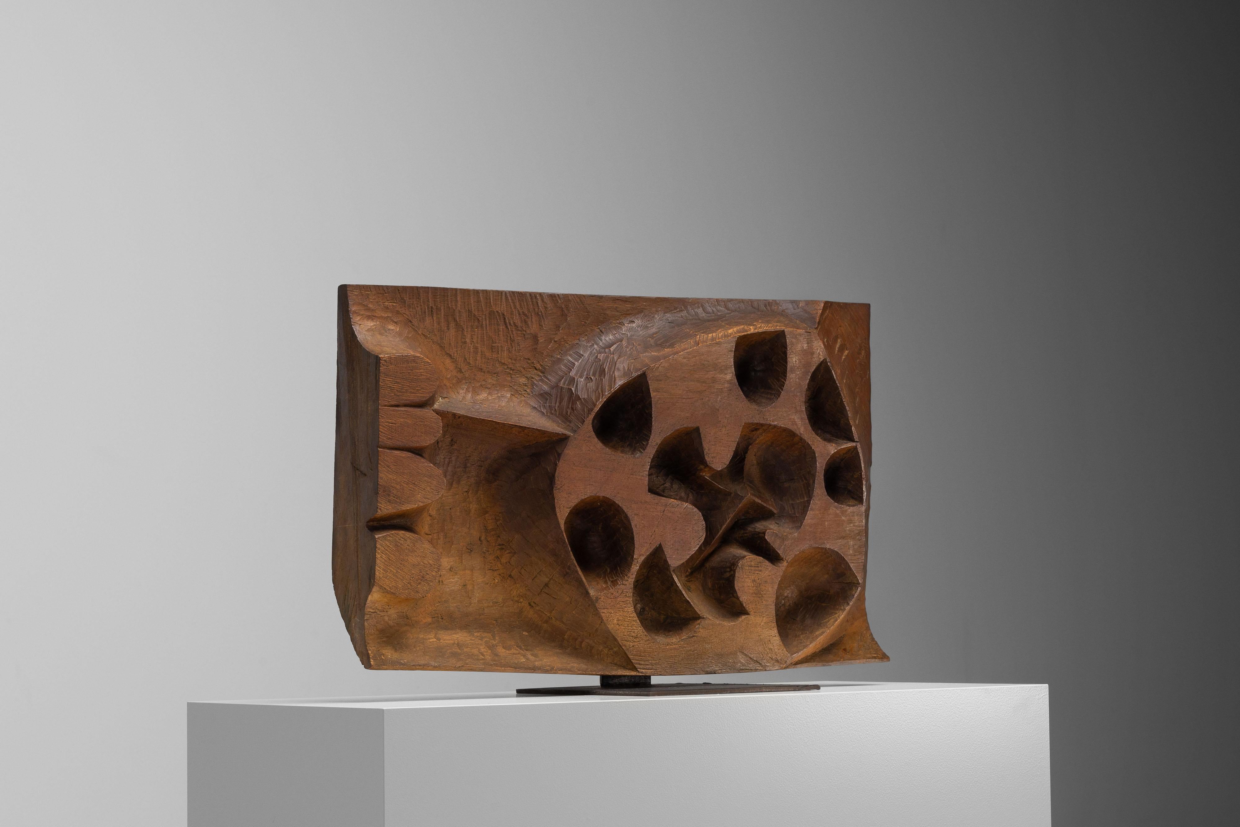 Yasuo Fuke abstract wooden sculpture Italy 1968 For Sale 6