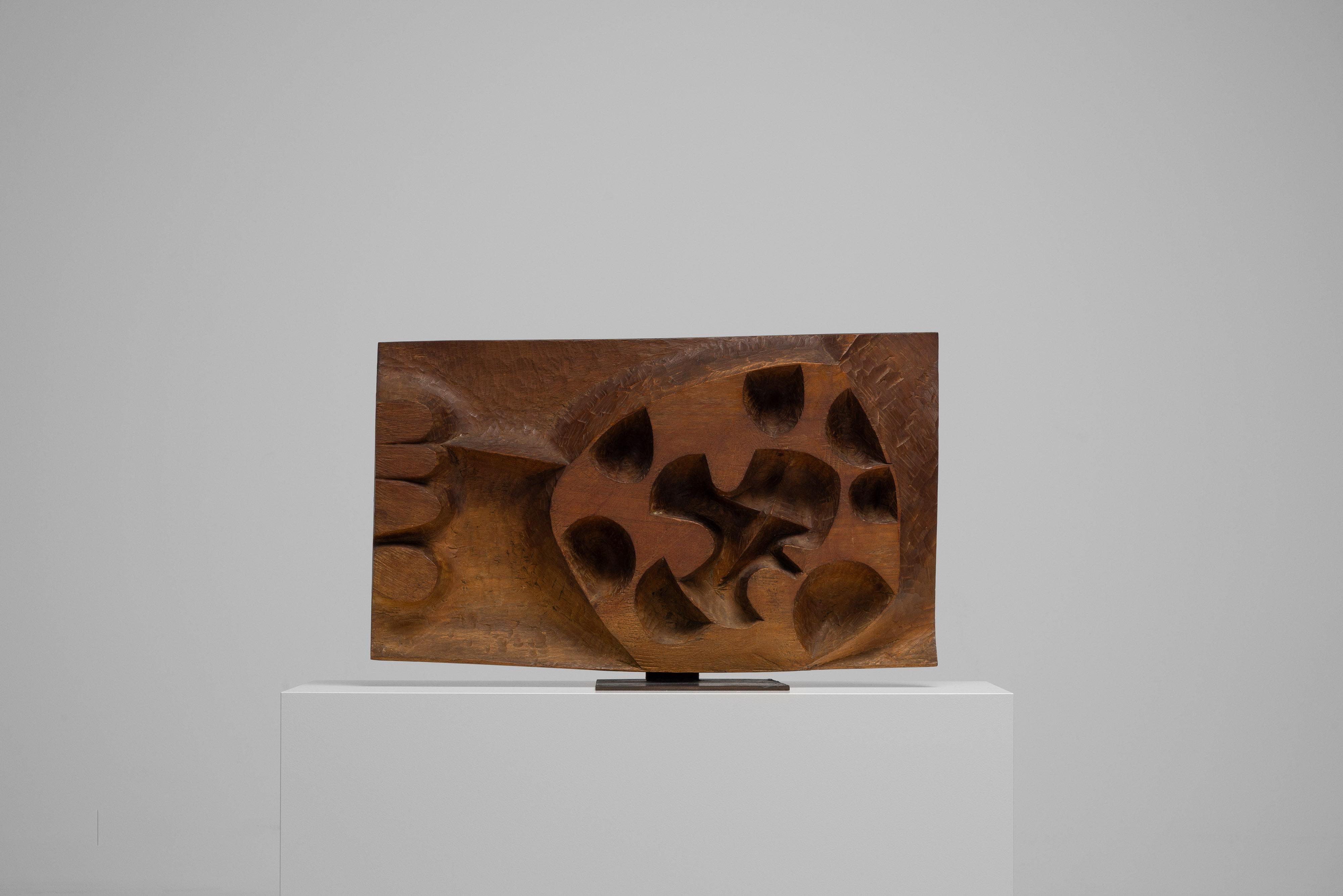 Italian Yasuo Fuke abstract wooden sculpture Italy 1968 For Sale