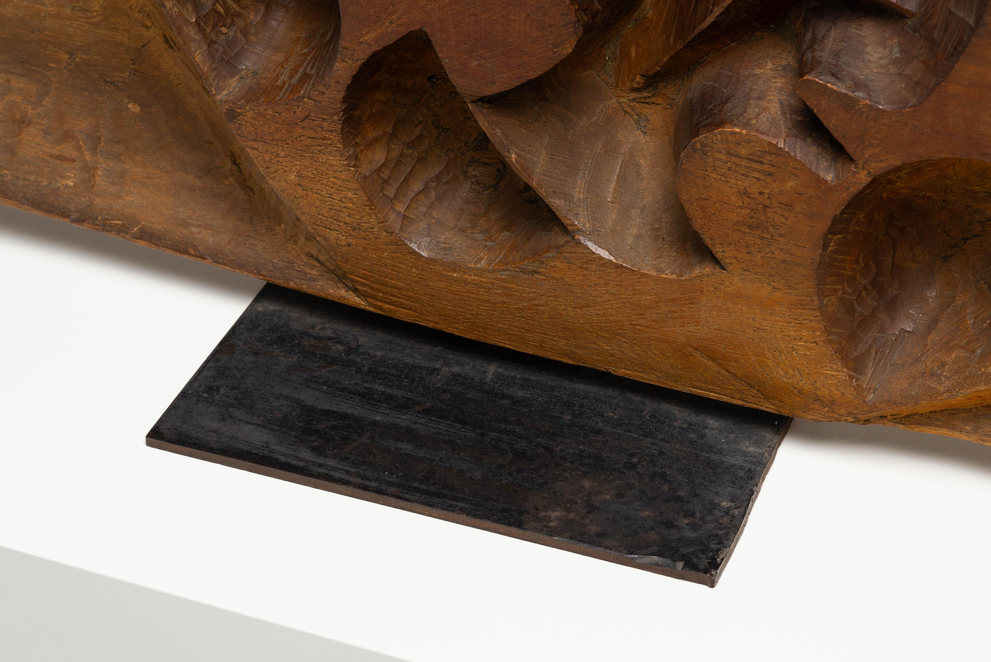 Yasuo Fuke abstract wooden sculpture Italy 1968 For Sale 1