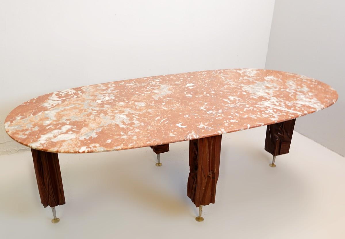 Yasuo Fuke Coffee Table in Wood and Marble Top In Good Condition In Brussels, BE