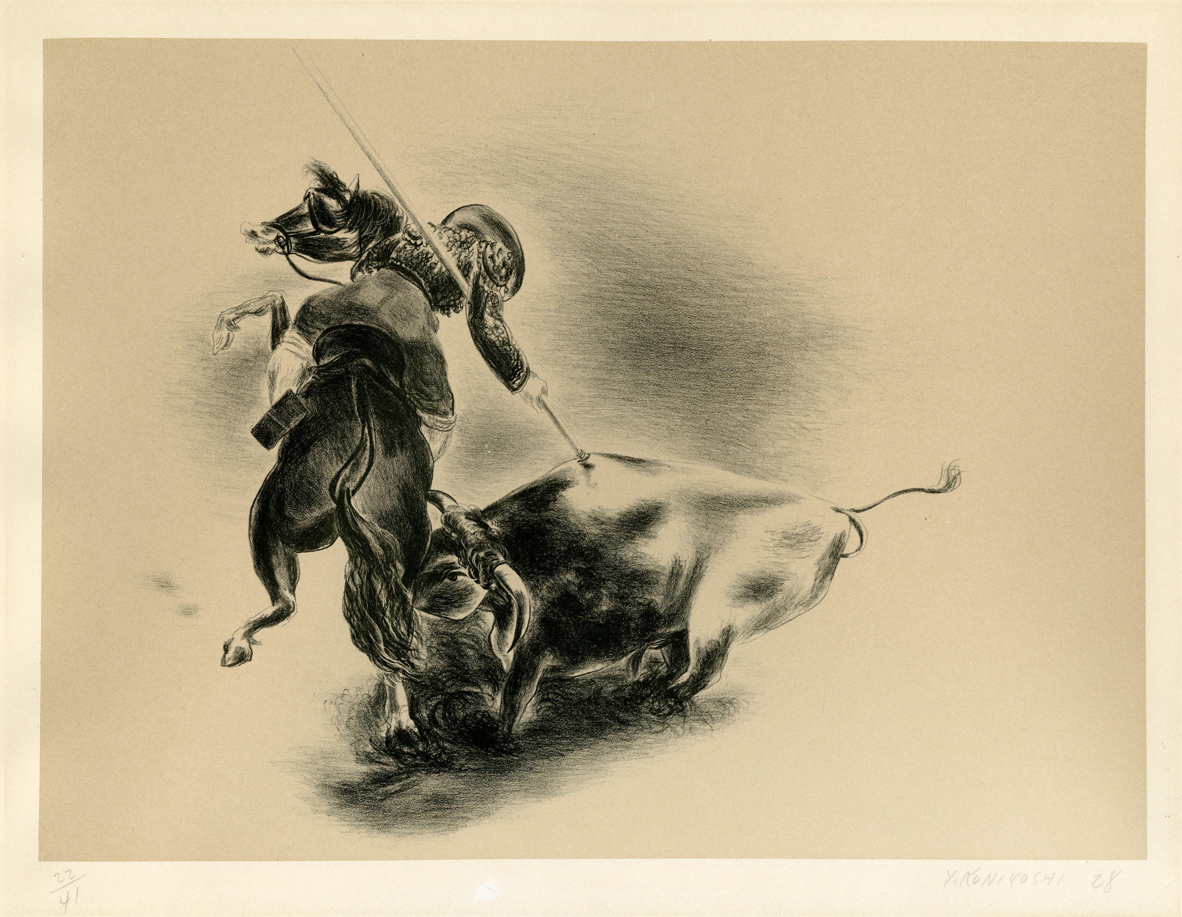 Yasuo Kuniyoshi Figurative Print - Bullfight