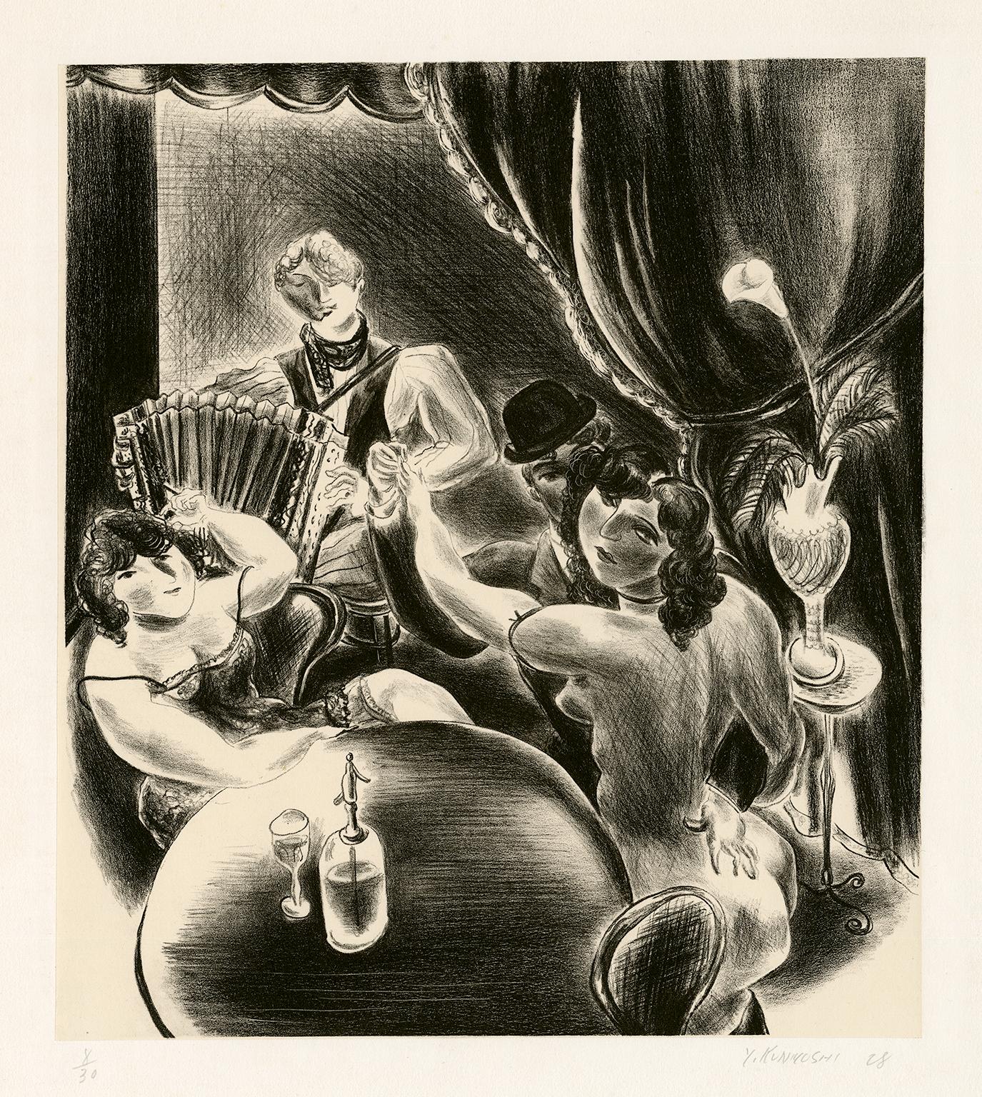 Yasuo Kuniyoshi Figurative Print - 'Dancing' — 'les années folles' Paris Masterwork, 1928
