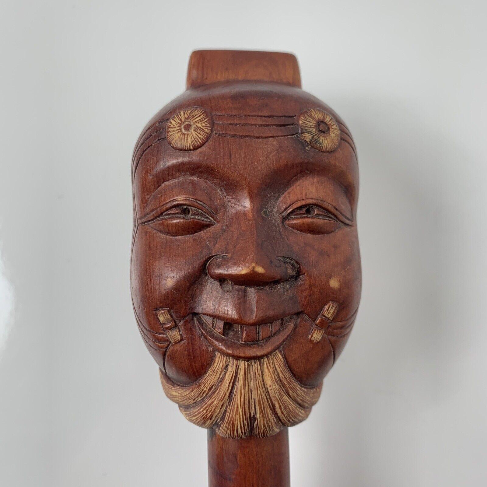 Yatate Japonais En Bois Scuplté Nissho Antique Wood Carved Netsuke Meiji Era In Good Condition For Sale In PONT-AUDEMER, FR