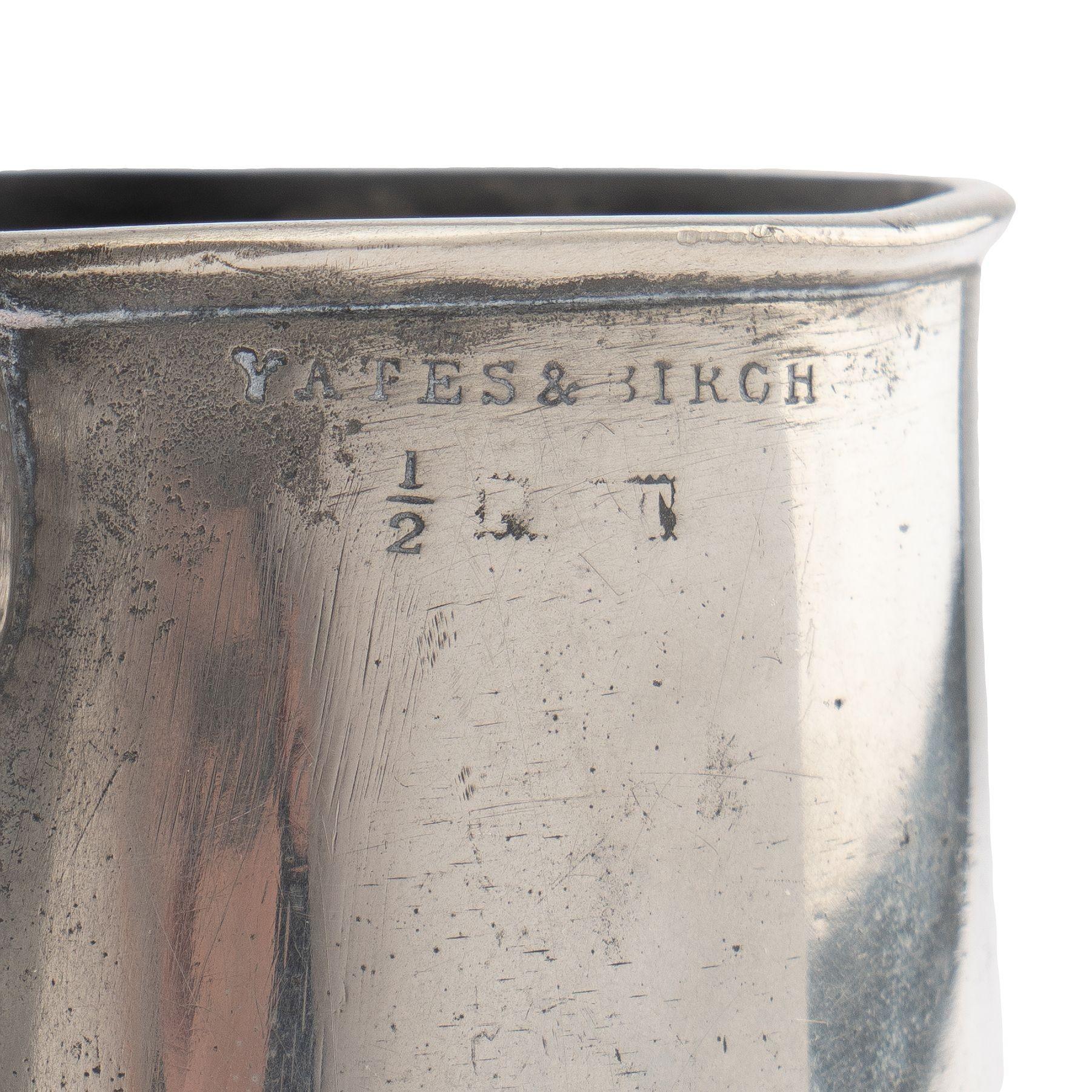 Yates & Birch Pewter Half Pint Mug, 1839-1860 For Sale 5