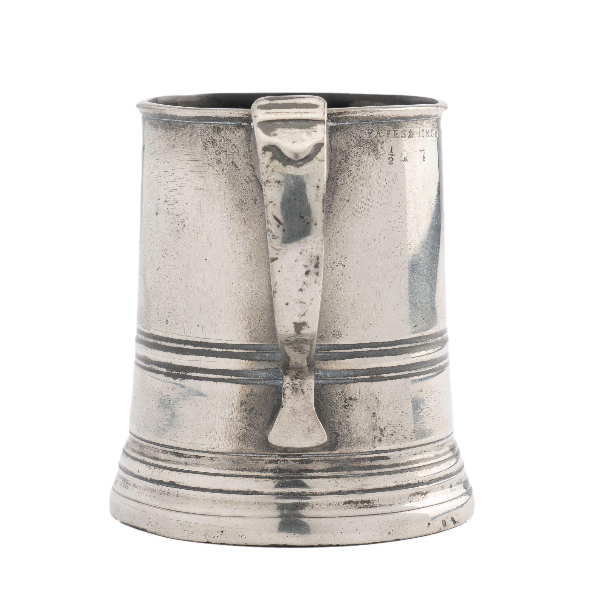 Yates & Birch Pewter Half Pint Mug, 1839-1860 In Good Condition For Sale In Kenilworth, IL