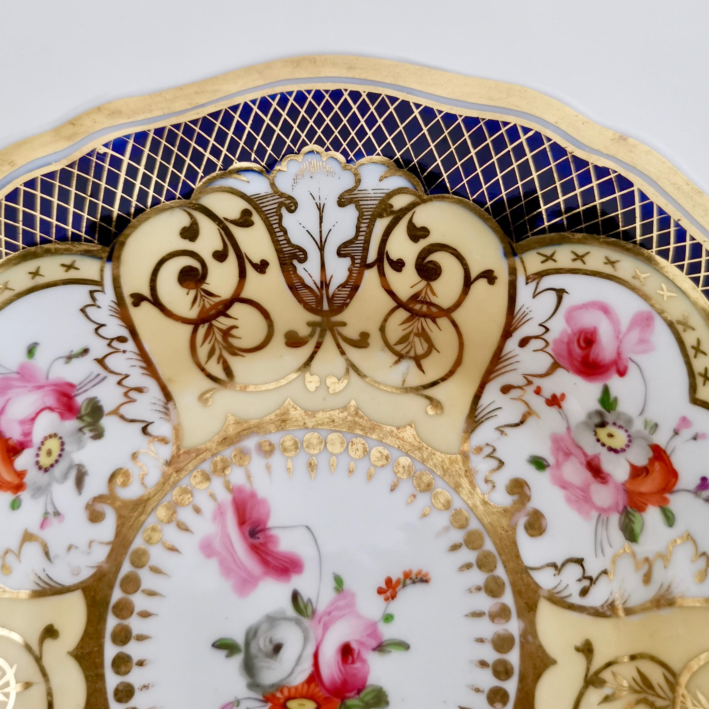 Porcelain Yates Coffee Cup, Cobalt Blue, Gilt and Flowers, Pattern No. 1033, 1820-1825