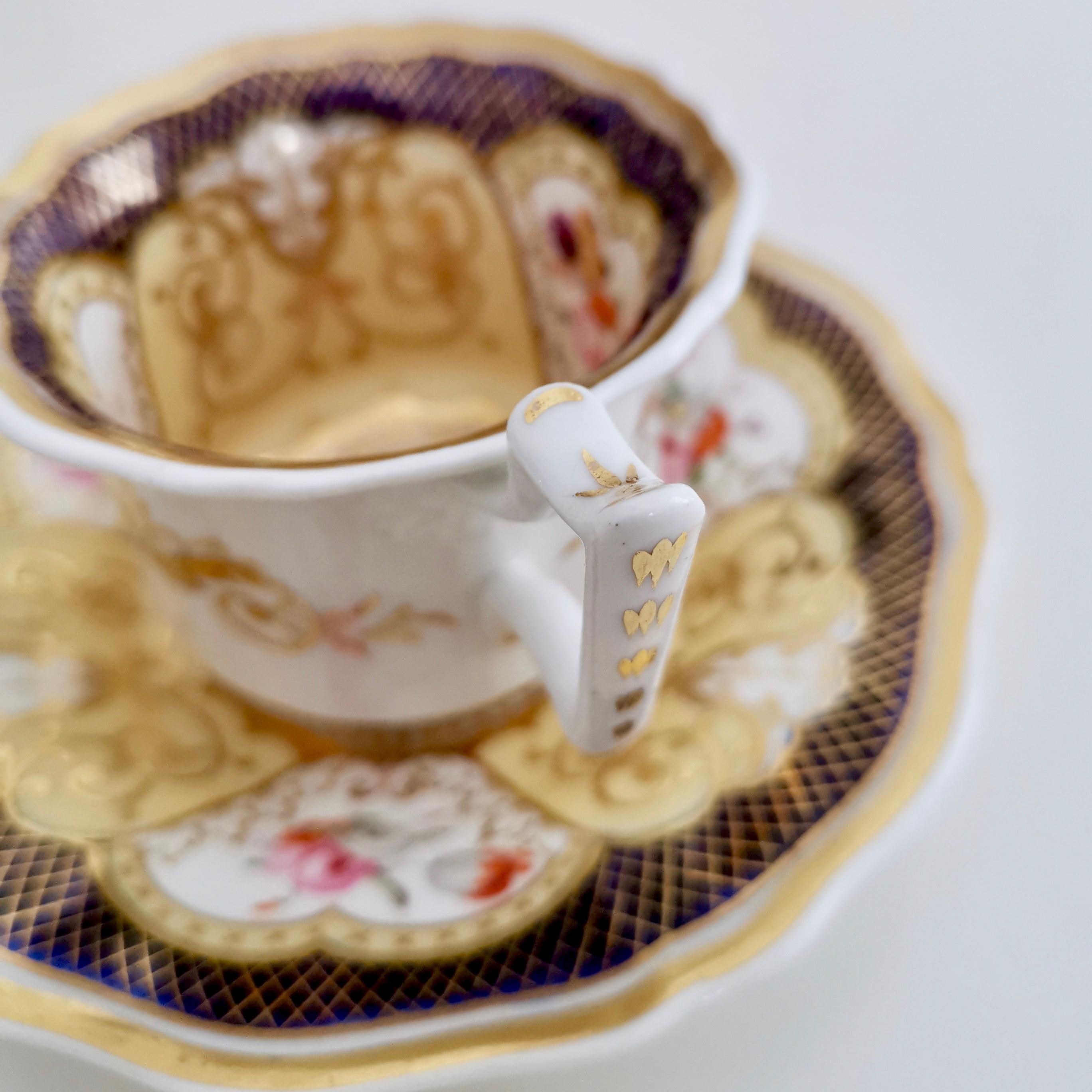 Yates Coffee Cup, Cobalt Blue, Gilt and Flowers, Pattern No. 1033, 1820-1825 6