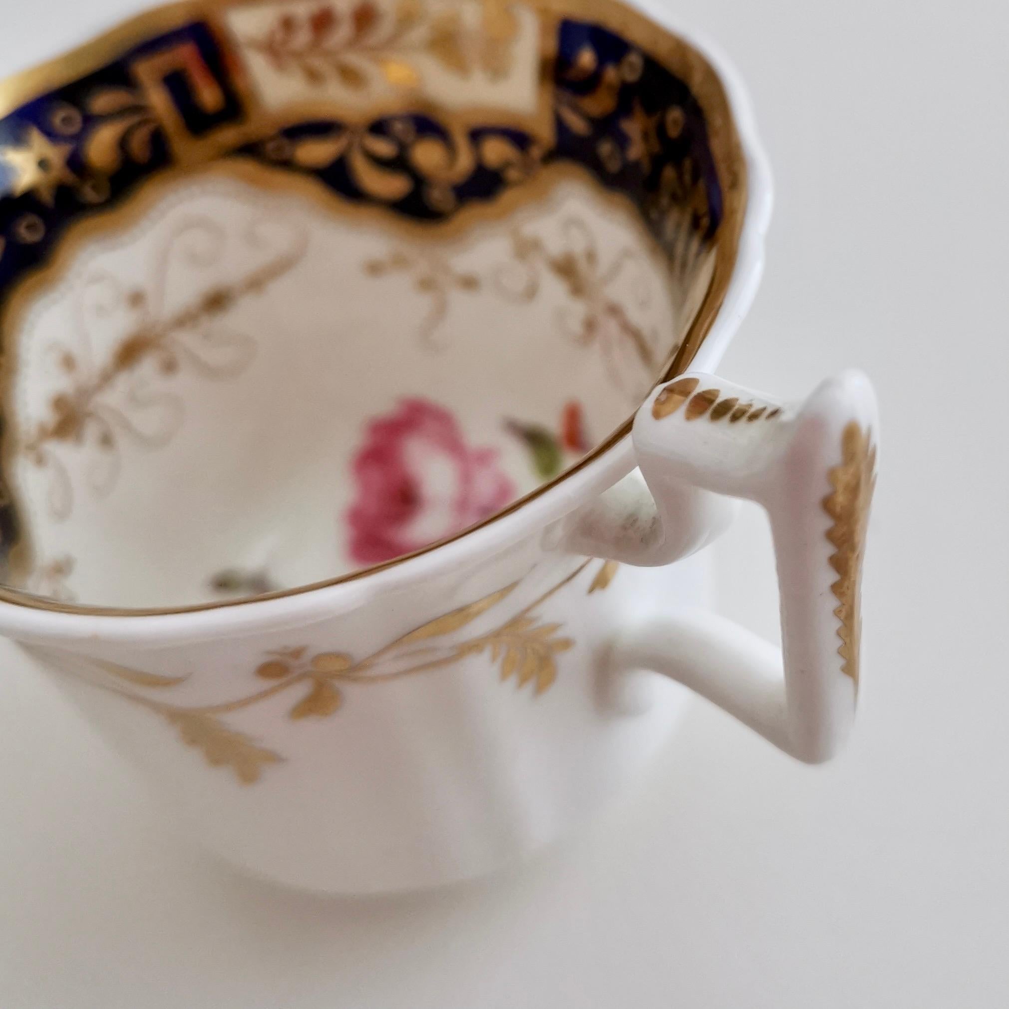 Yates Orphaned Coffee Cup, Cobalt Blue, Gilt and Flowers Patt.812, ca 1825 1