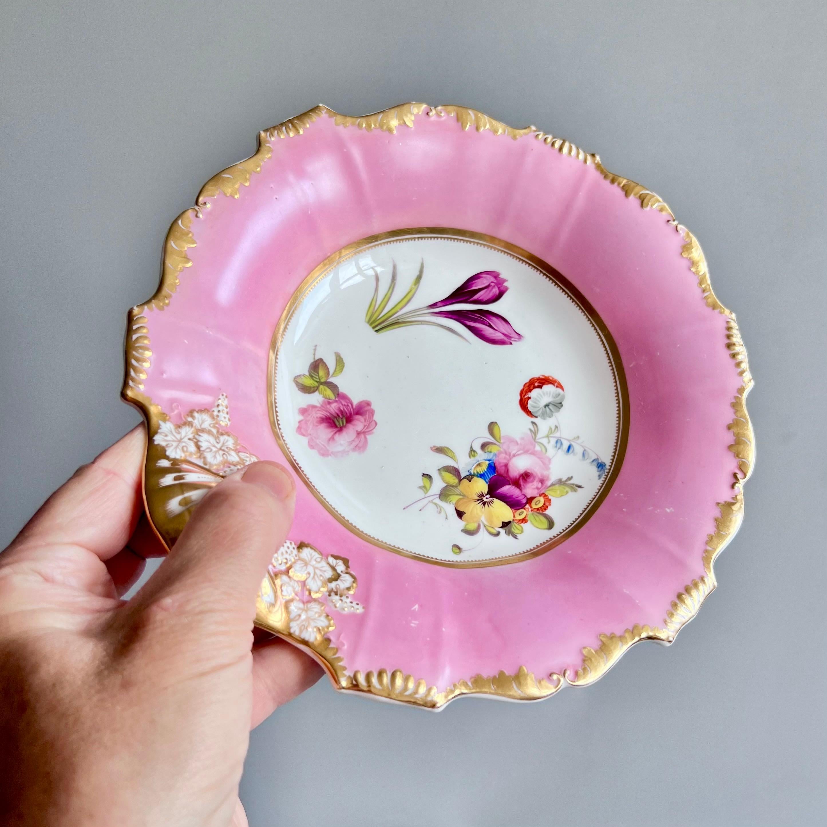 This is a beautiful shell dish made by Yates in 1827. This is a avery interesting dish; it is made in the Shrewsbury shape of the H&R Daniel factory and although the pattern is noted as 1768, it exactly matches Daniel's pattern 4205. It clearly was