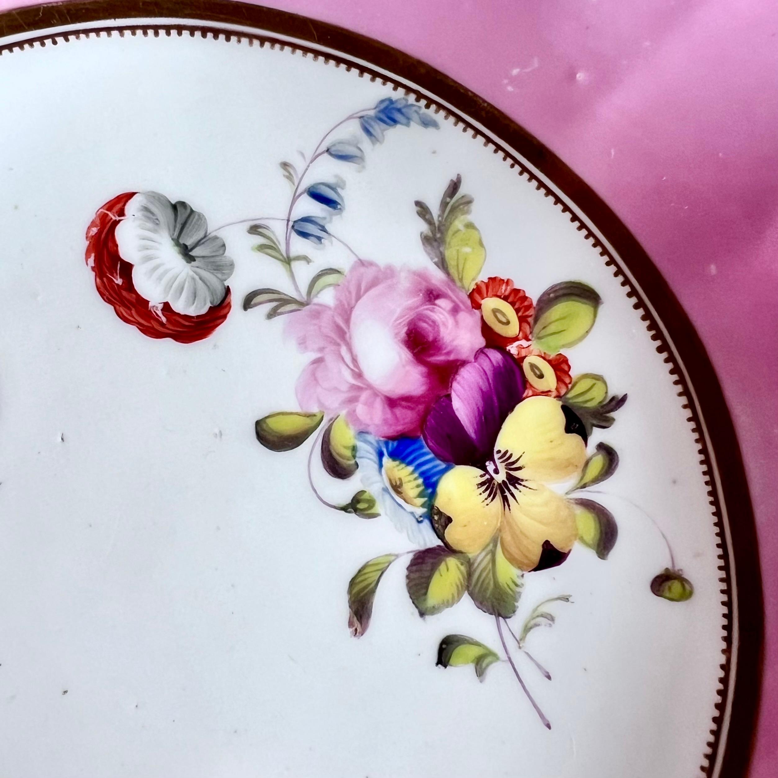 Hand-Painted Yates Pink Shell Dish, Patt. 1768 to Match H&R Daniel Patt. 4205, 1827