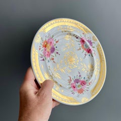 Yates Plate, White, Gilt Shark Teeth Pattern and Floral Reserves, ca 1825