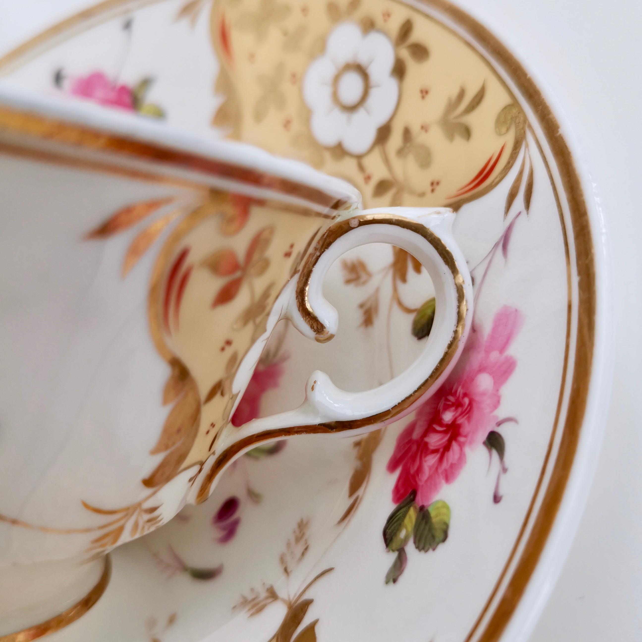 Yates Porcelain Cup and Saucer, Yellow with Roses, Regency, circa 1825 5