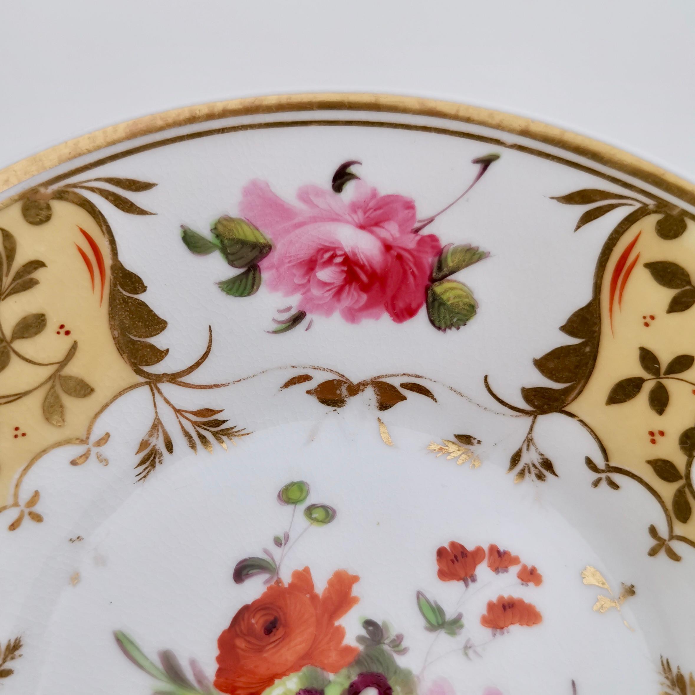 Yates Porcelain Cup and Saucer, Yellow with Roses, Regency, circa 1825 7