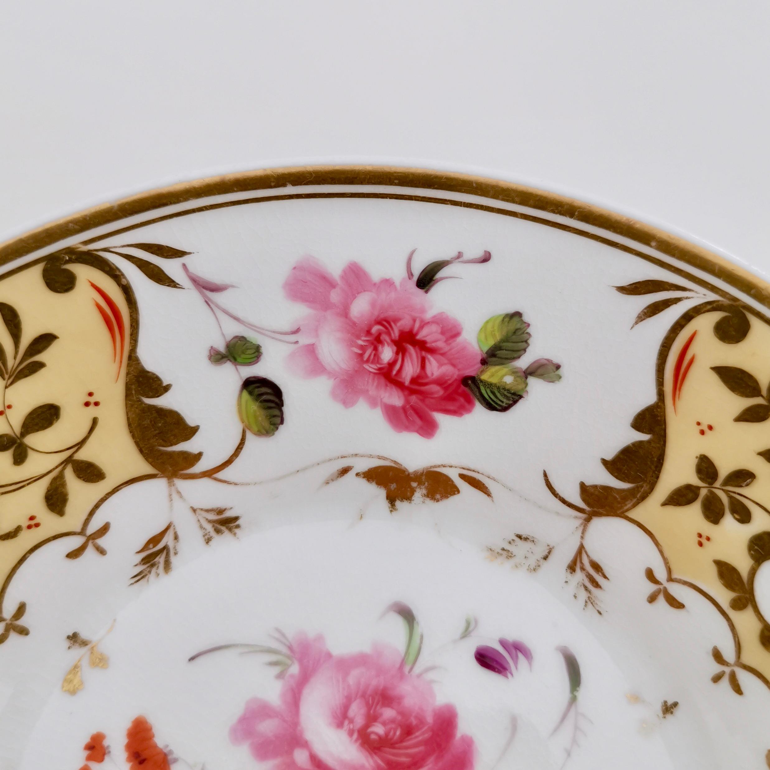 Yates Porcelain Cup and Saucer, Yellow with Roses, Regency, circa 1825 8