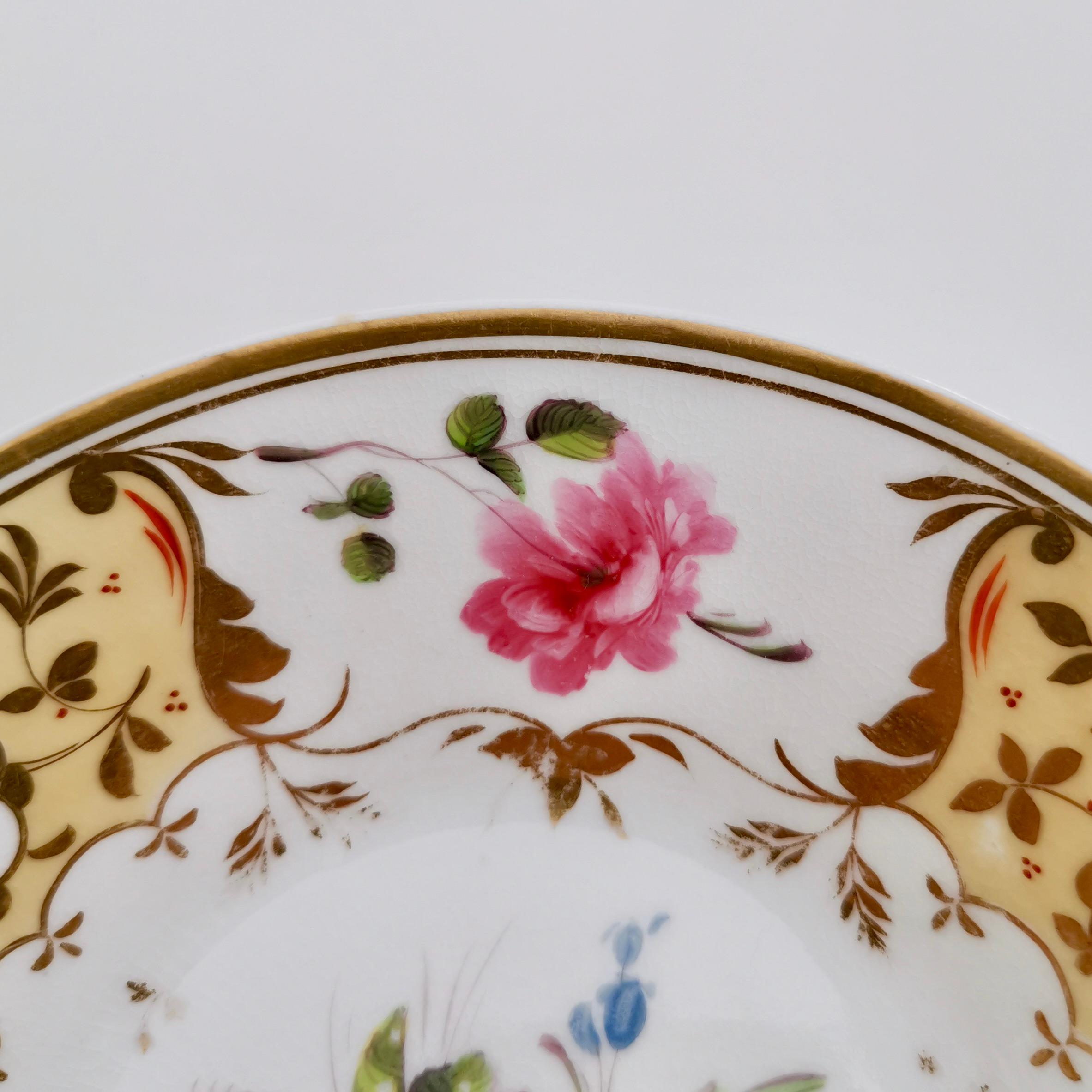 Yates Porcelain Cup and Saucer, Yellow with Roses, Regency, circa 1825 9