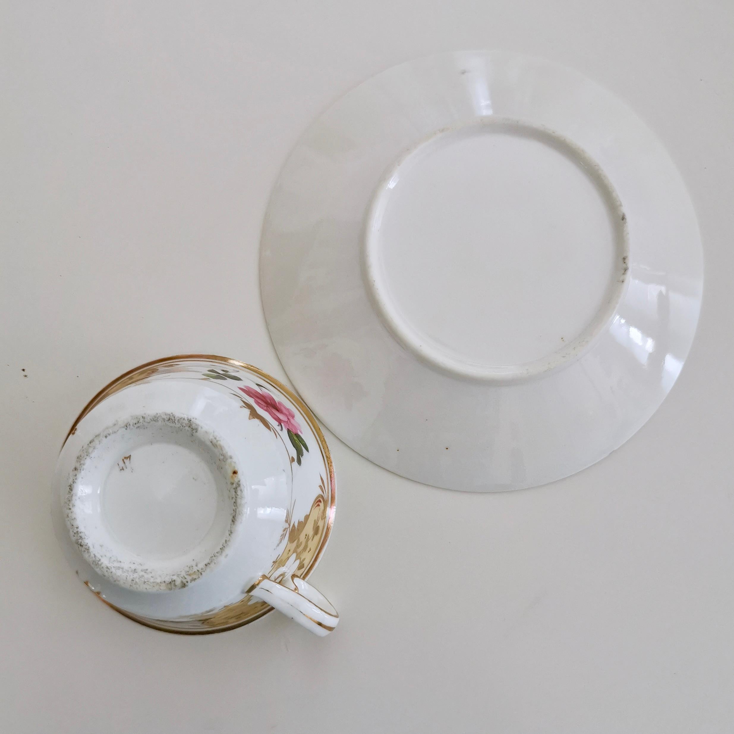 Yates Porcelain Cup and Saucer, Yellow with Roses, Regency, circa 1825 10