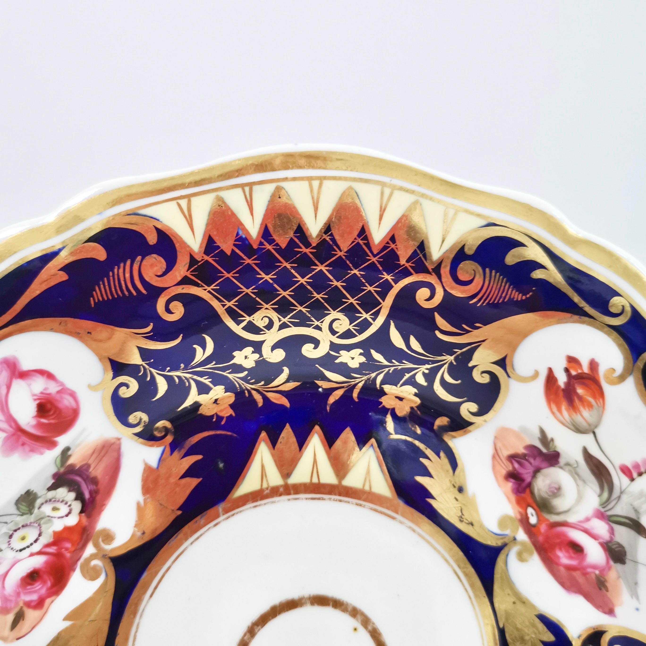 Yates Porcelain Plate, Cobalt Blue, Gilt and Flowers, Regency ca 1826 In Good Condition In London, GB