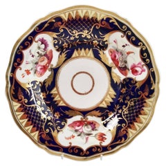 Yates Porcelain Plate, Cobalt Blue, Gilt and Flowers, Regency ca 1826