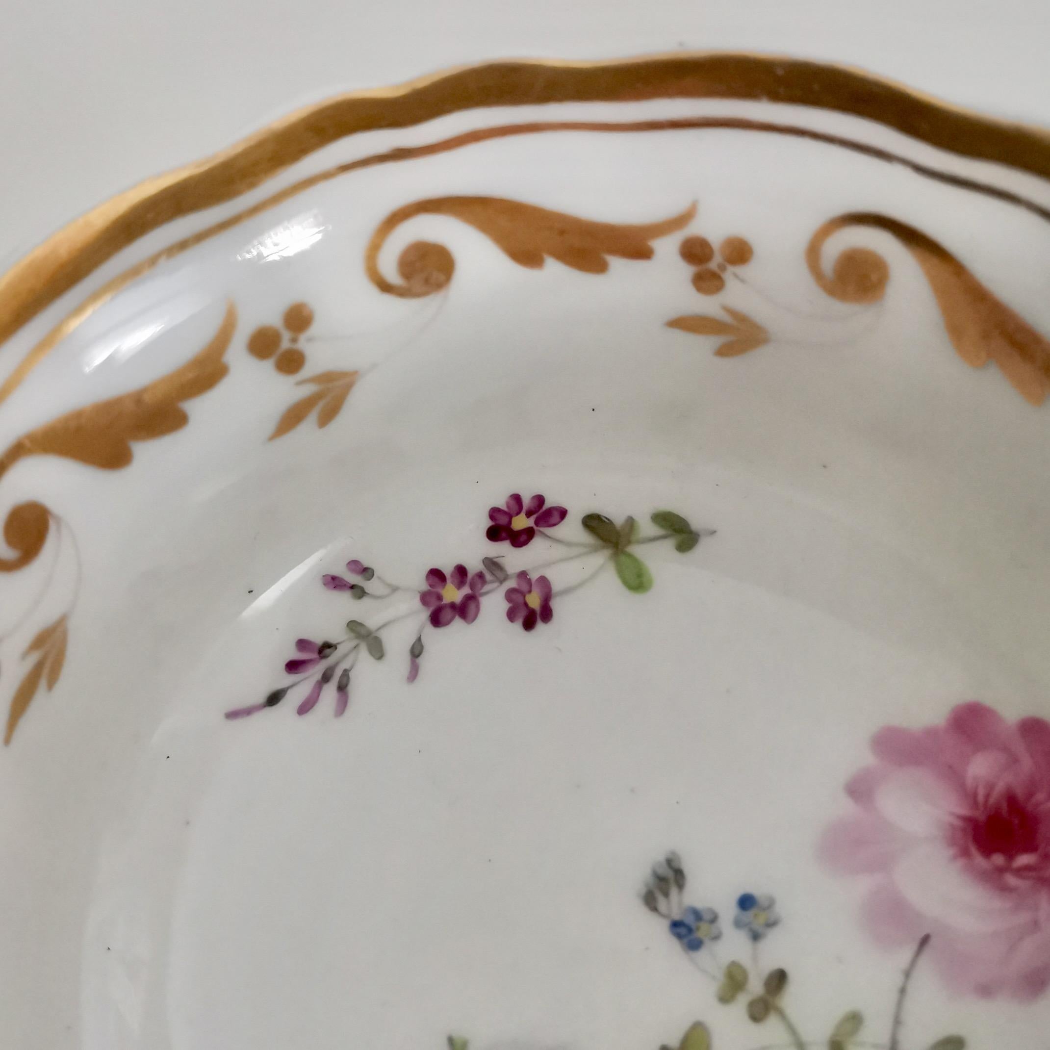 Yates Porcelain Teacup, White with Gilt and Flowers, Regency, circa 1825 5