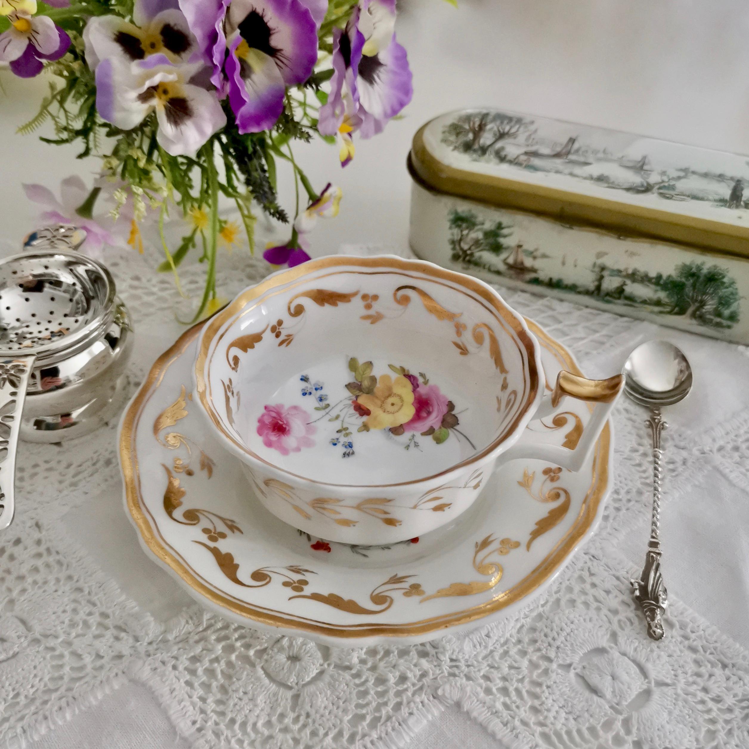 This is beautiful teacup and saucer made in circa 1825 by the Yates factory. The set is in the 