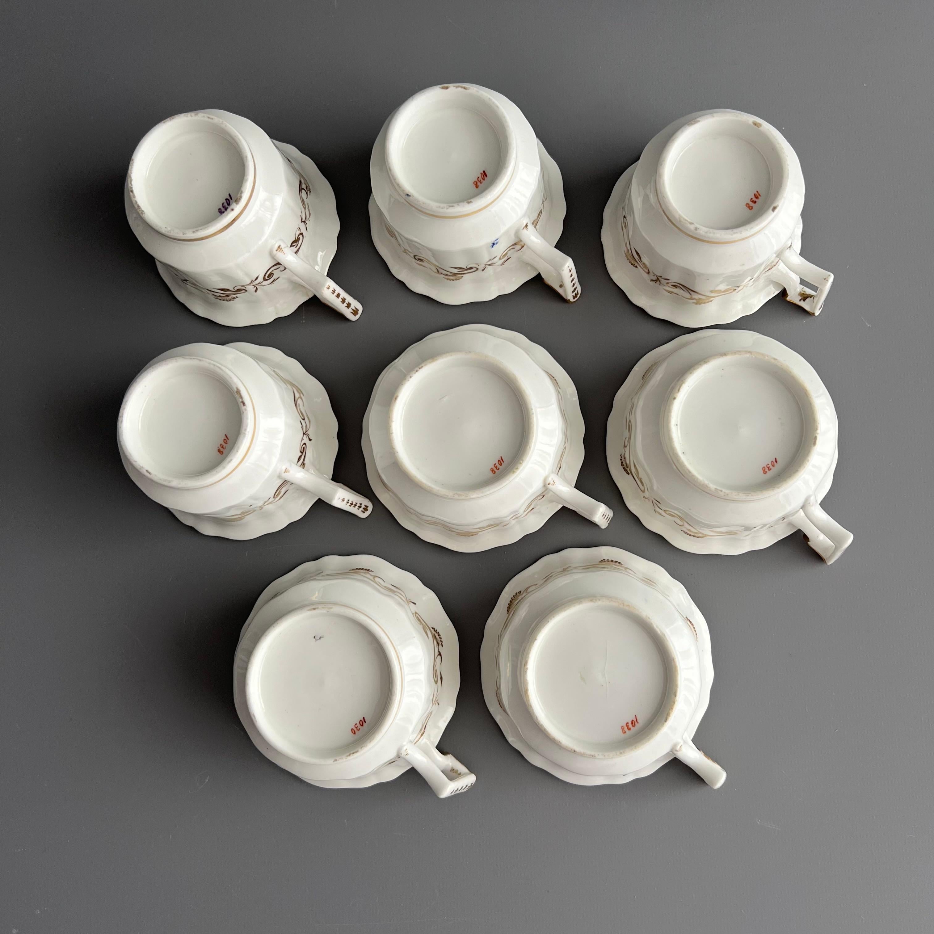 Service à thé de Yates, bleu cobalt, doré et fleurs patt. 1038, vers 1825 en vente 8