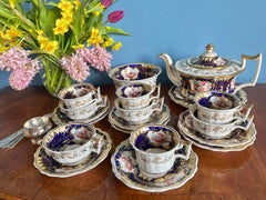 Yates Tea Service, Cobalt Blue, Gilt and Flowers patt. 1038, ca 1825