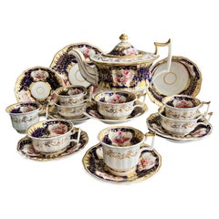 Yates Tea Service, Cobalt Blue, Gilt and Flowers patt. 1038, ca 1825