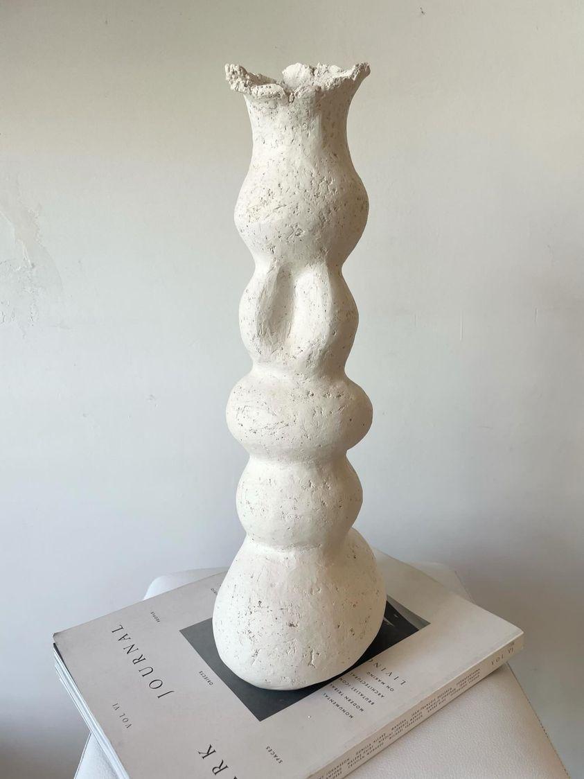 Argentine Yavi Cream Ceramic Vessel, Vase, Sculpture by Airedelsur For Sale