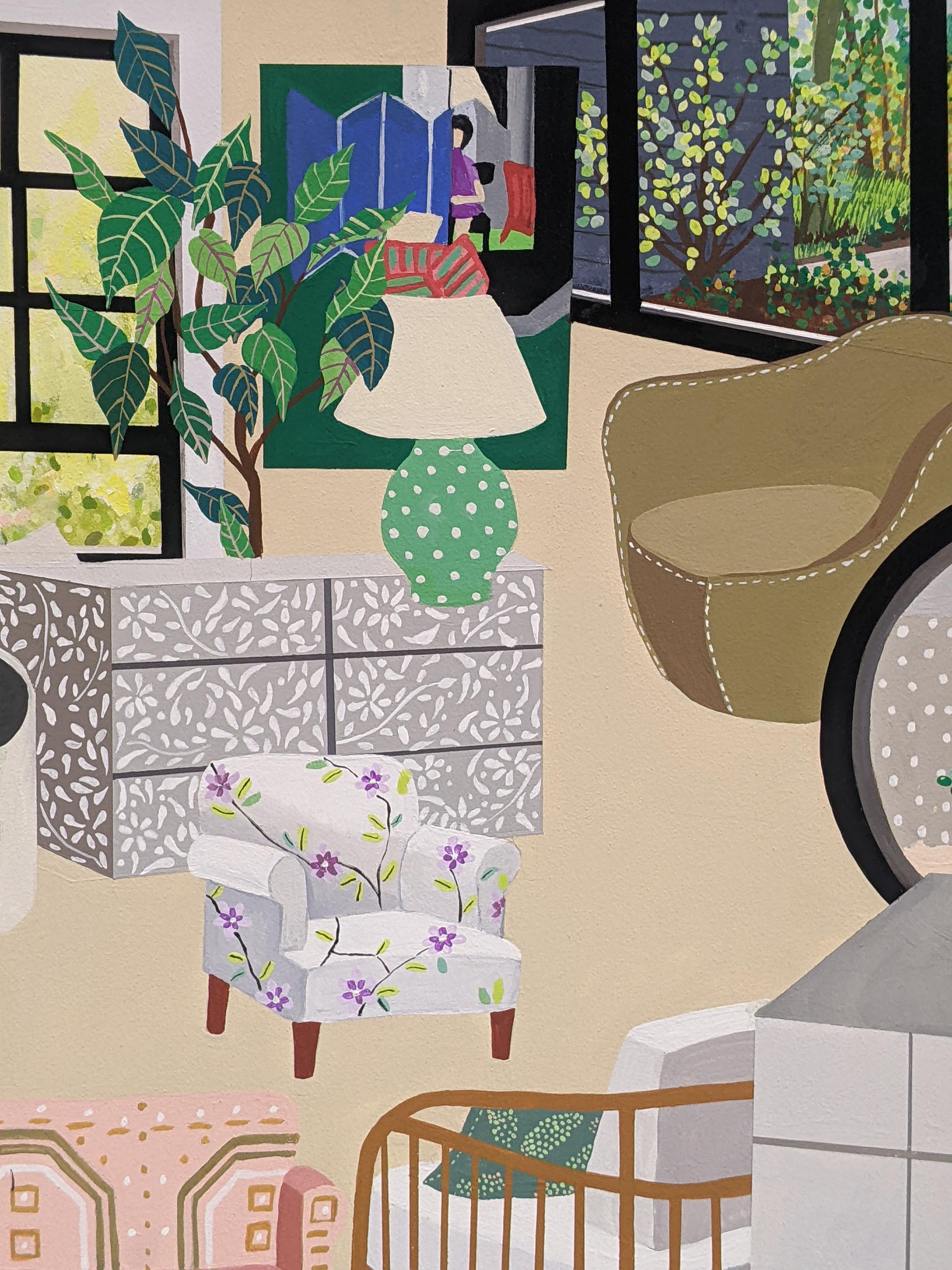 olive green and brown living room