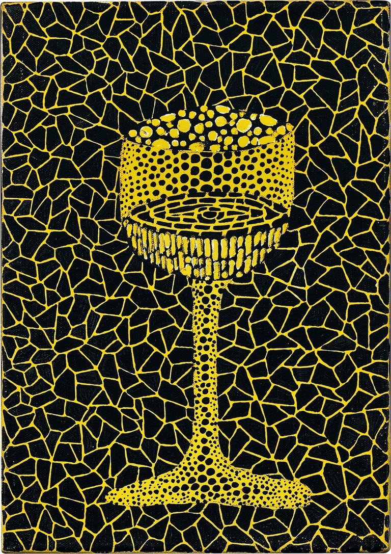 *UK BUYERS WILL PAY AN ADDITIONAL 5% IMPORT DUTY ON TOP OF THE ABOVE PRICE

Glass by Yayoi Kusama (b. 1929)
Acrylic on canvas
22.8 x 16 cm (9 x 6 ¹/₄ inches)
Signed, titled and dated 1981 on the reverse

Provenance
Private collection, Japan
Private