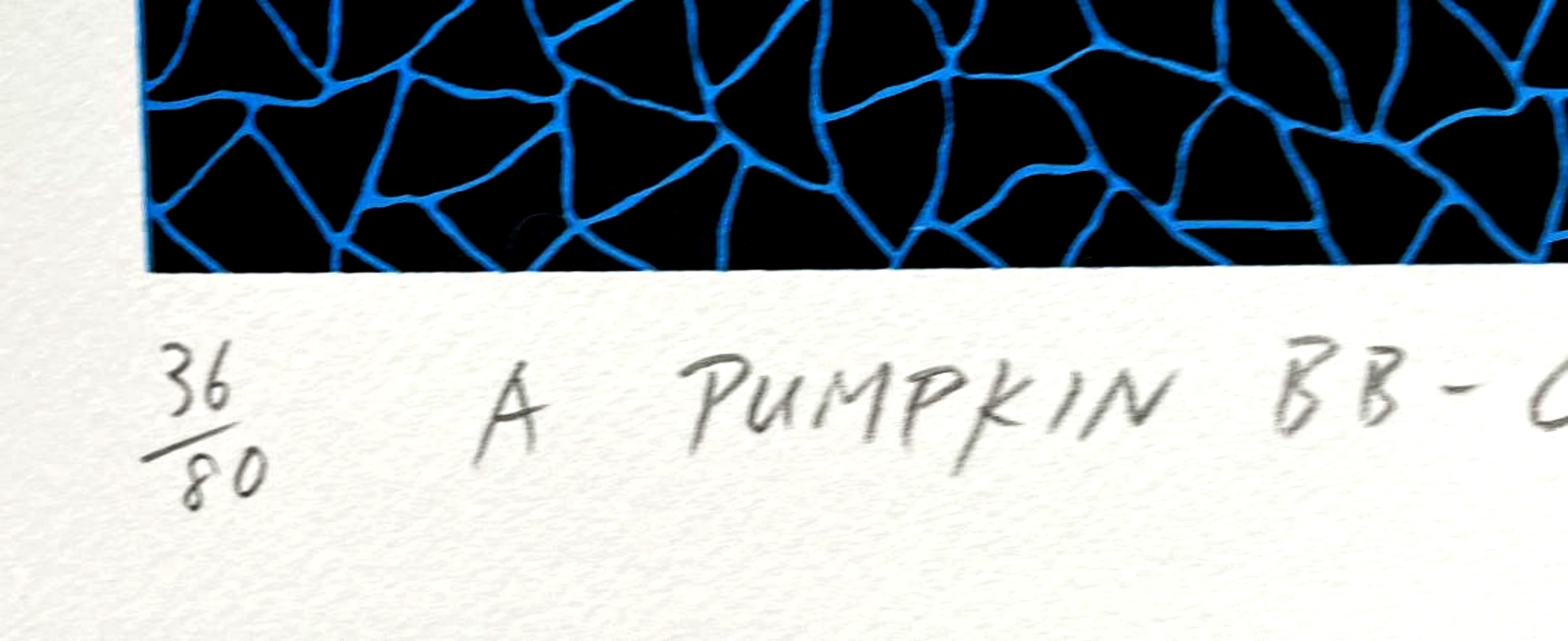 This is the dazzling coveted blue pumpkin lithograph, pencil signed lower right, titled lower center, dated lower left and pencil numbered 36/80 (there were 8 artist’s proofs and 5 printer’s proofs)

Yayoi Kusama
A Pumpkin BB-C (330, Kusama),