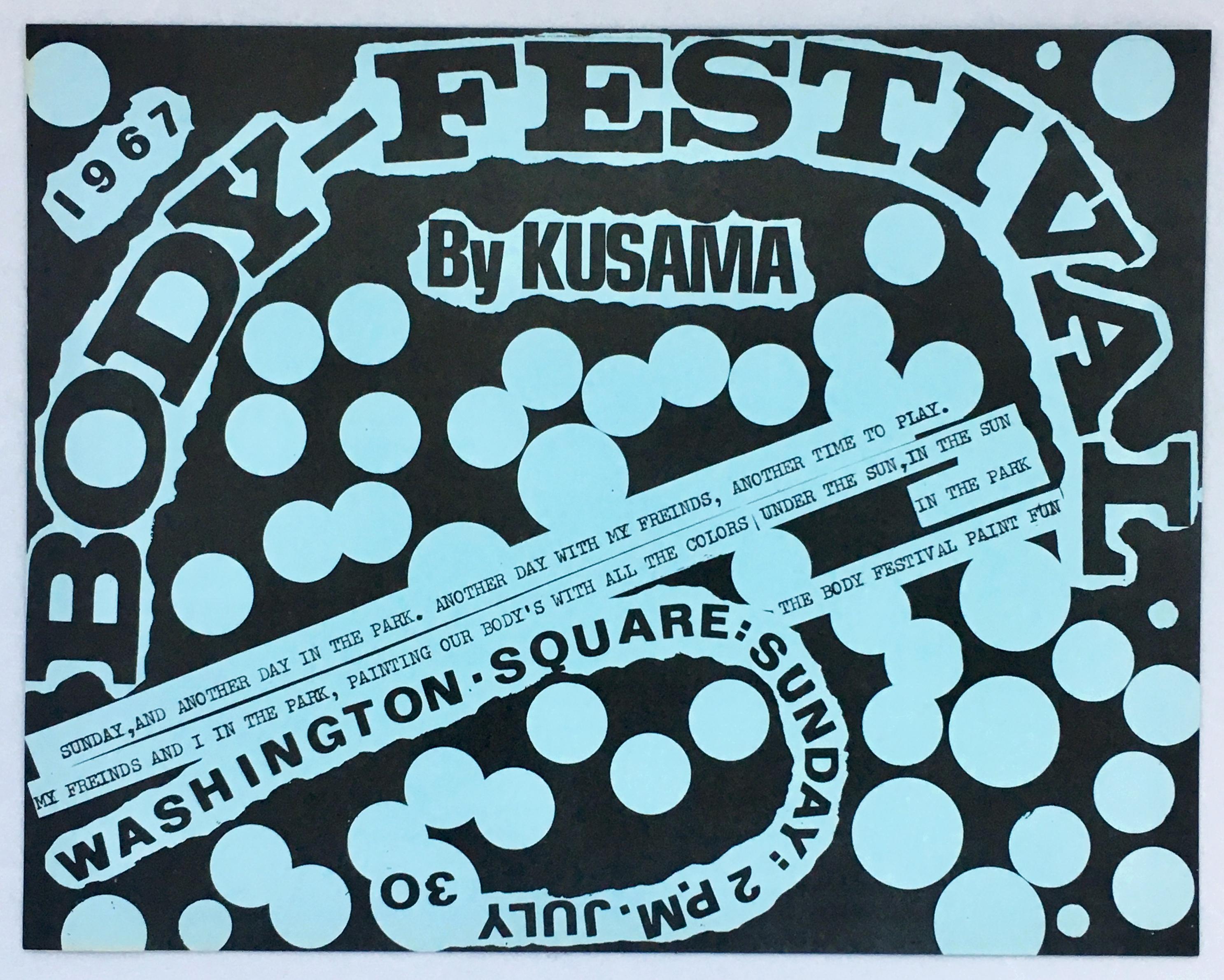 Body-Festival by Kusama, Washington Square Park (announcement) - Print by Yayoi Kusama