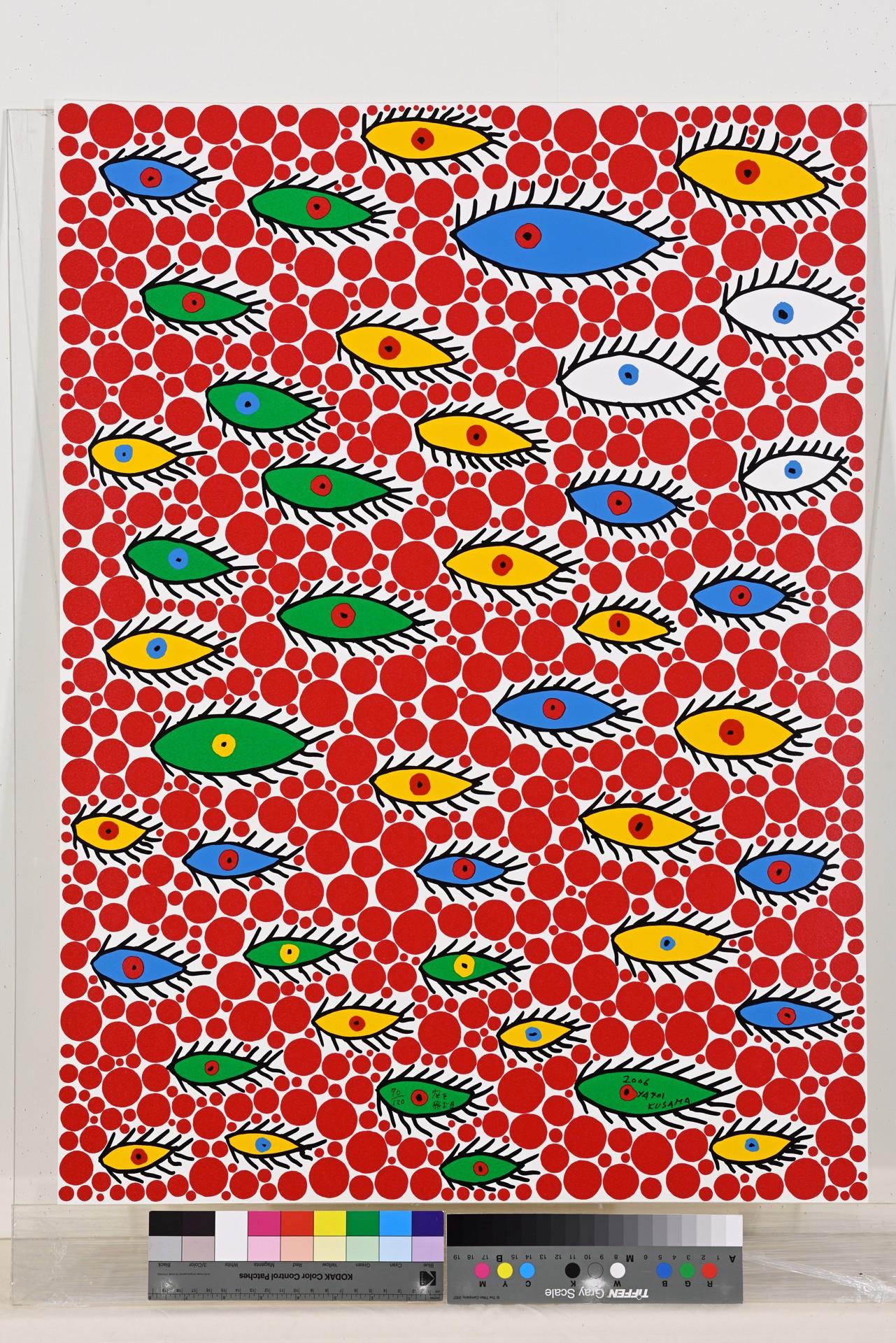 Eyes Flying in the Sky, 2006, Siebdruck von Yayoi Kusama, signiert im Angebot 1