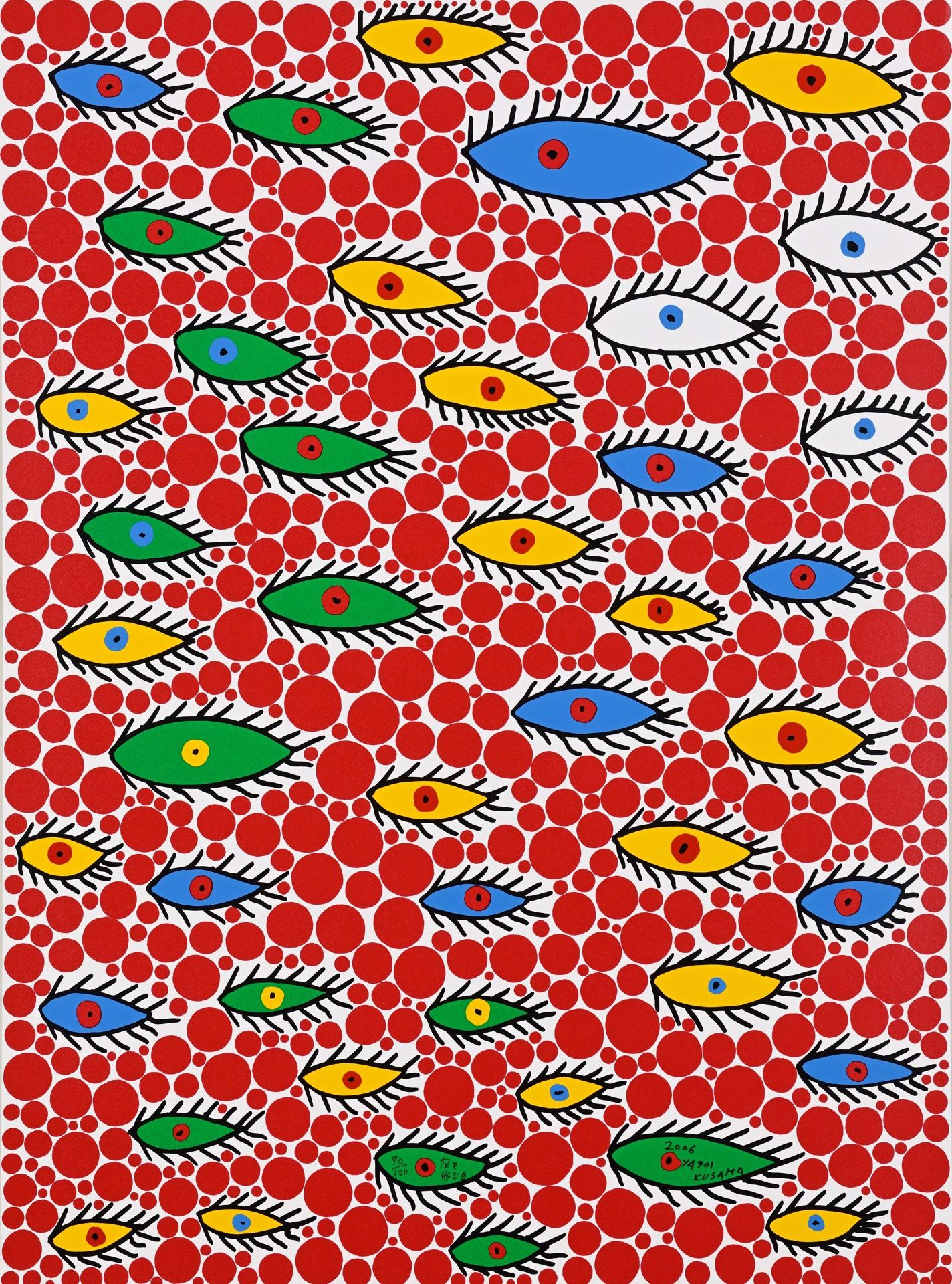 Eyes Flying in the Sky, 2006, sérigraphie de Yayoi Kusama, signée