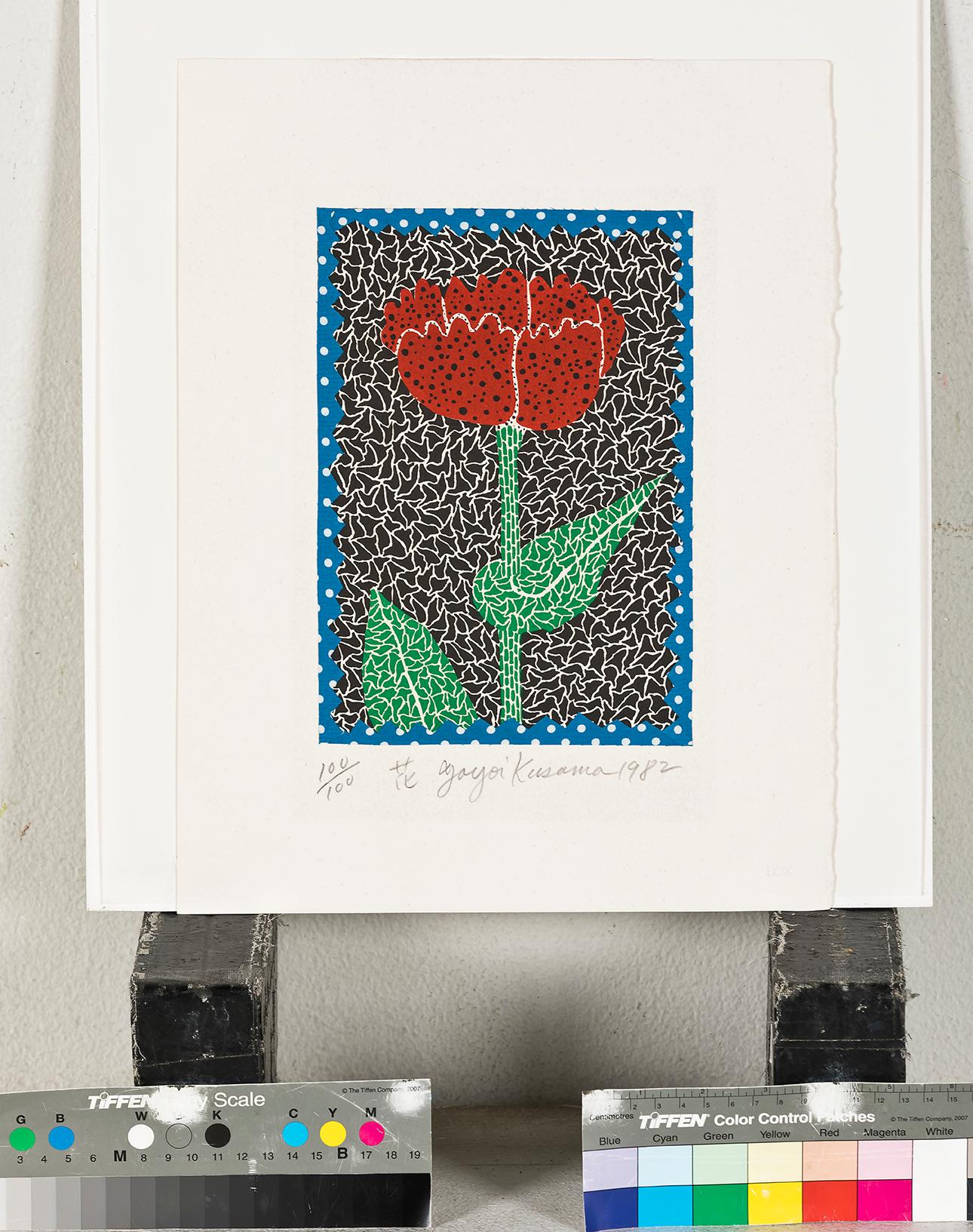 Fiore (1982), litografia, edizione limitata di 100 esemplari di Yayoi Kusama (ABE 10) in vendita 1