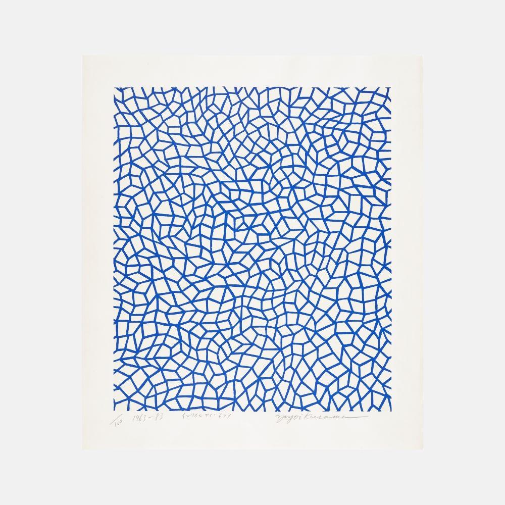 Yayoi Kusama Abstract Print - Infinity Net (Blue) (Kusama 26)