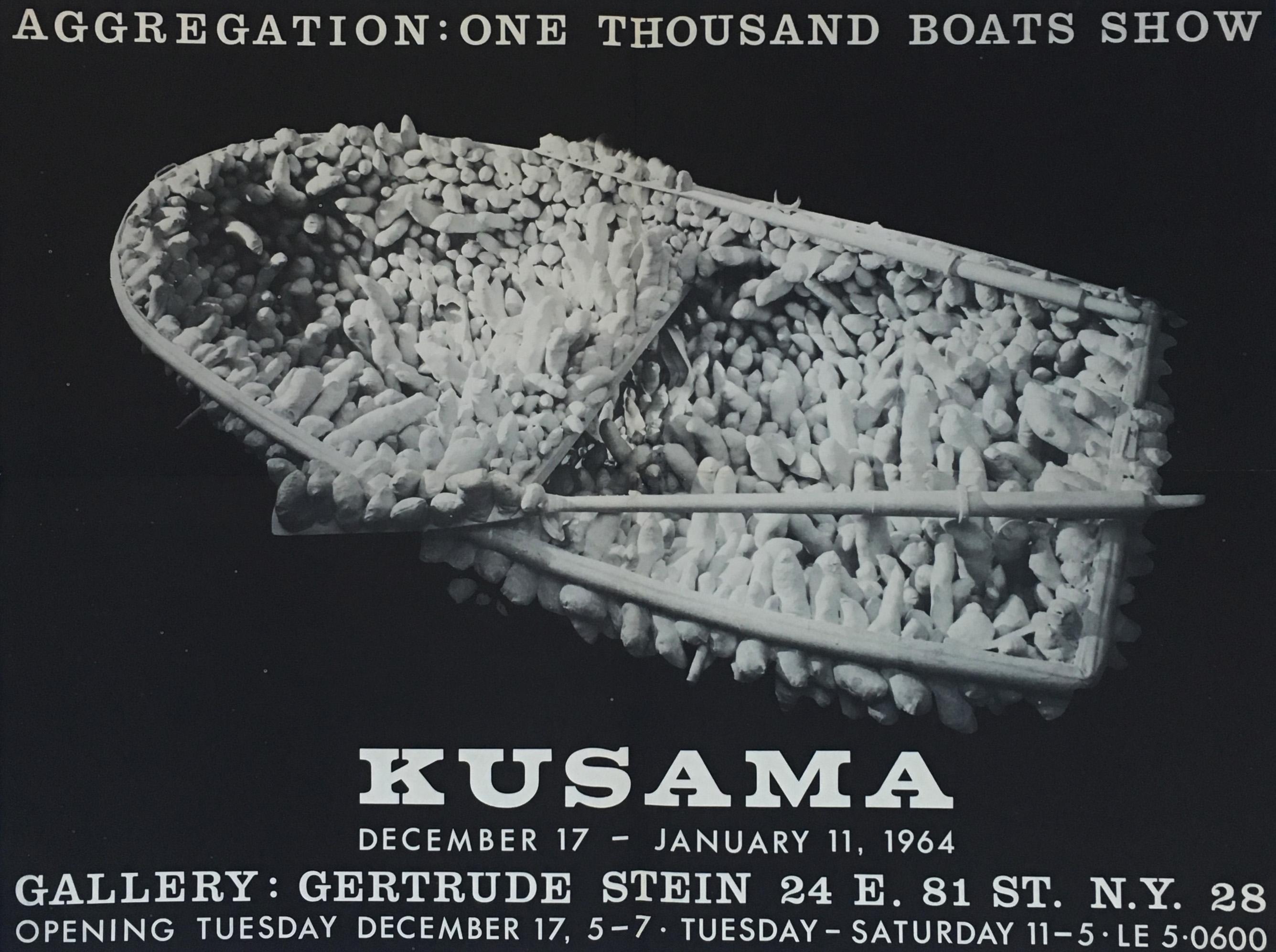 Kusama 1960s One Thousand Boats Show poster (Kusama Aggregation) - Art by Yayoi Kusama