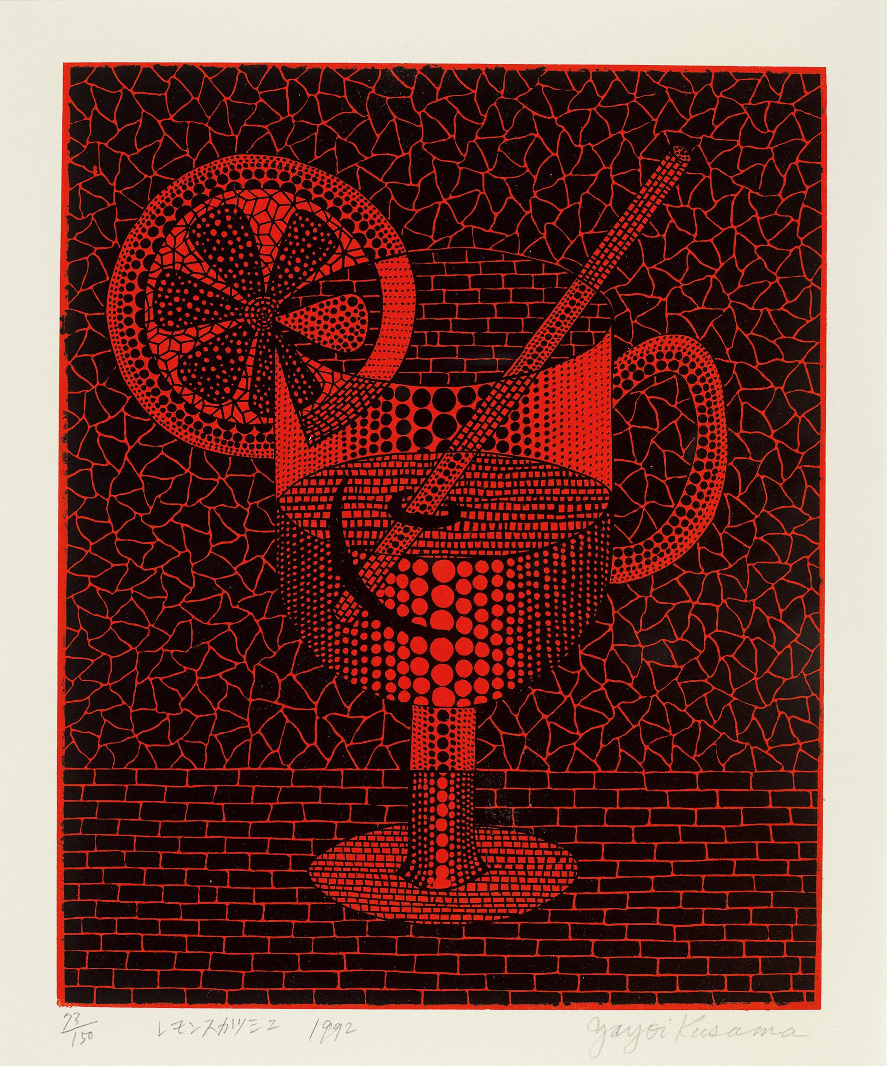 Zitronenkürbis (1992). Lithographie Limitierte Auflage von 150 Exemplaren von Yayoi Kusama (ABE 158)