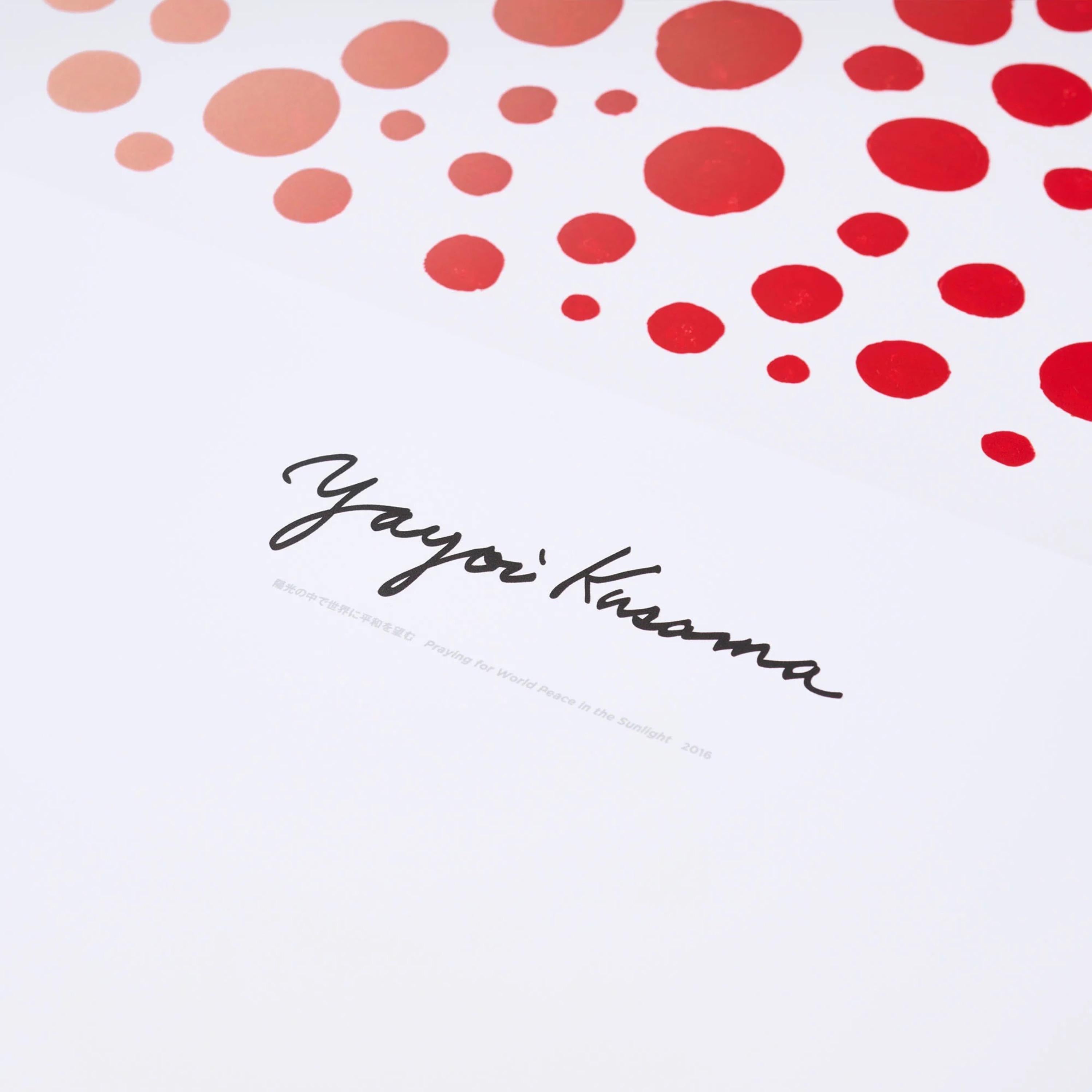 Prier pour la paix mondiale au soleil - Print de Yayoi Kusama