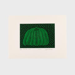 Kürbis (G)  Yayoi Kusama Abstrakter Pumpkin-Druck, grün, limitierte Auflage, signiert