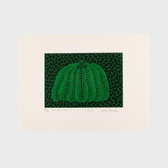 Zucca (G)  Yayoi Kusama Stampa astratta di zucche, verde, edizione limitata firmata