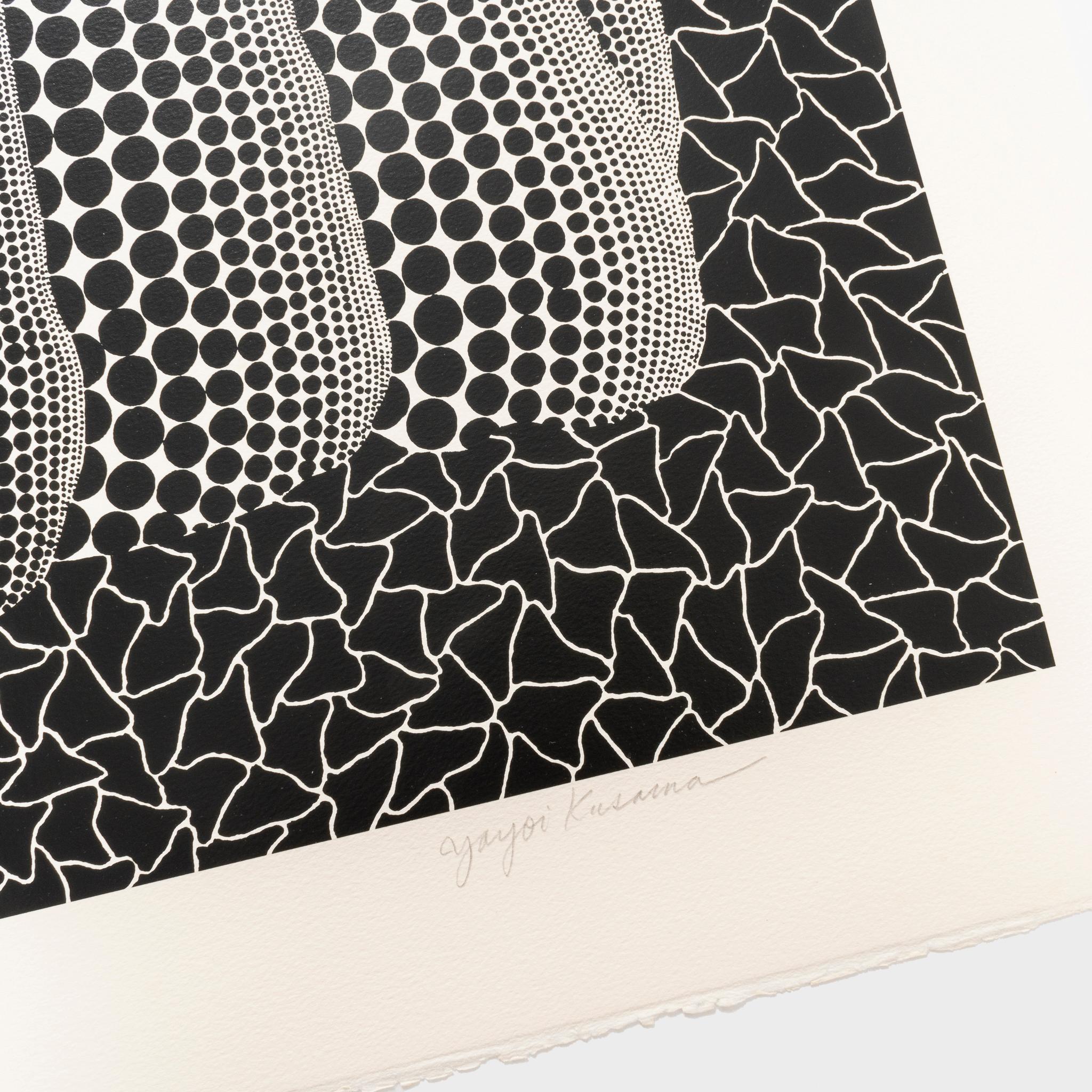 Pumpkin (White T) - Gray Abstract Print by Yayoi Kusama
