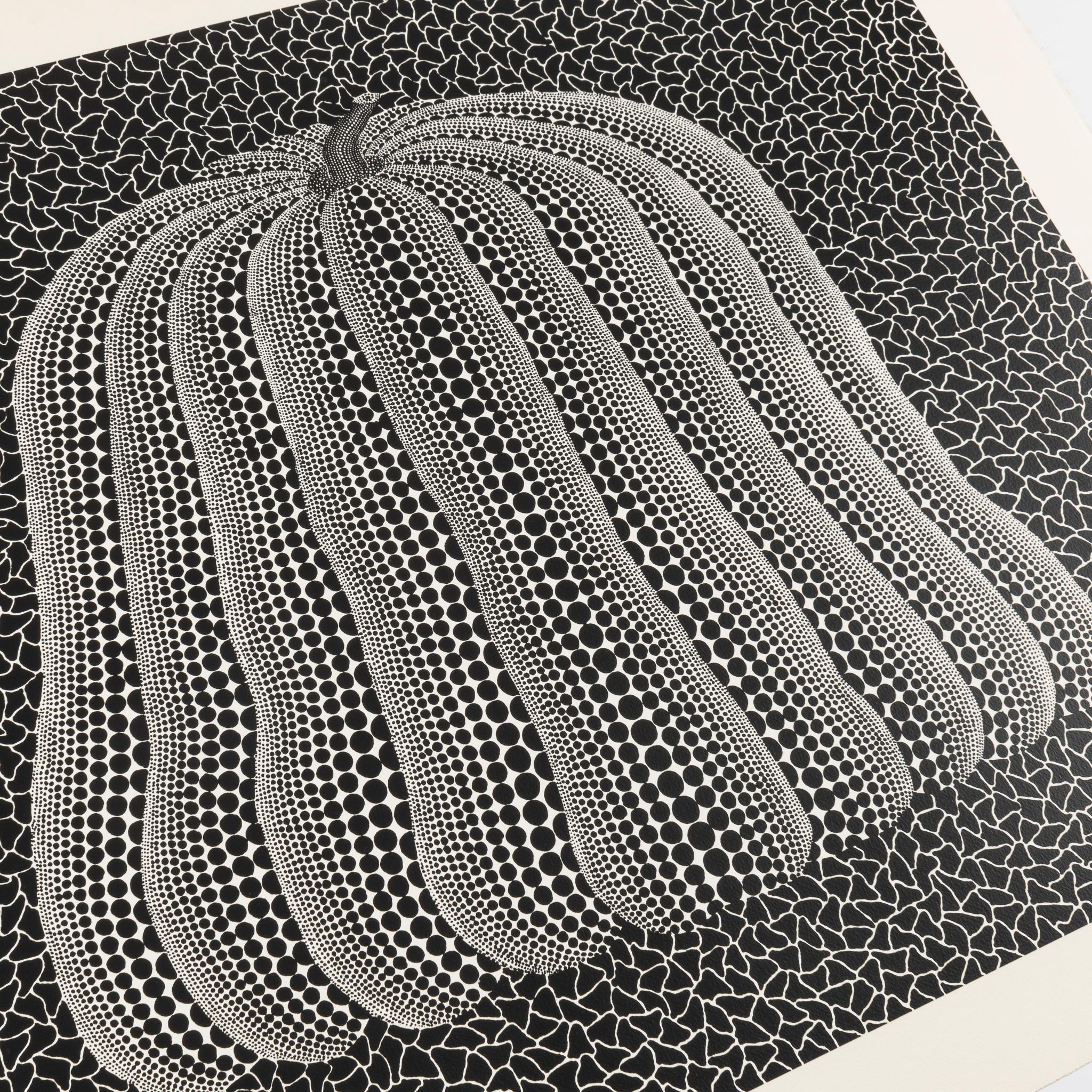 Pumpkin (White Y) - Gray Abstract Print by Yayoi Kusama