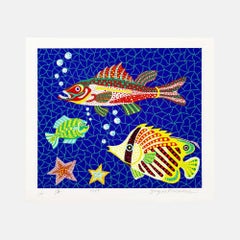 Sea (Kusama 136) Limited Edition Screenprint Yayoi Kusama Aquatic Blue