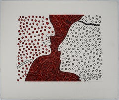 Talks About Love : eau-forte originale avec pochoir - signature aquarelle