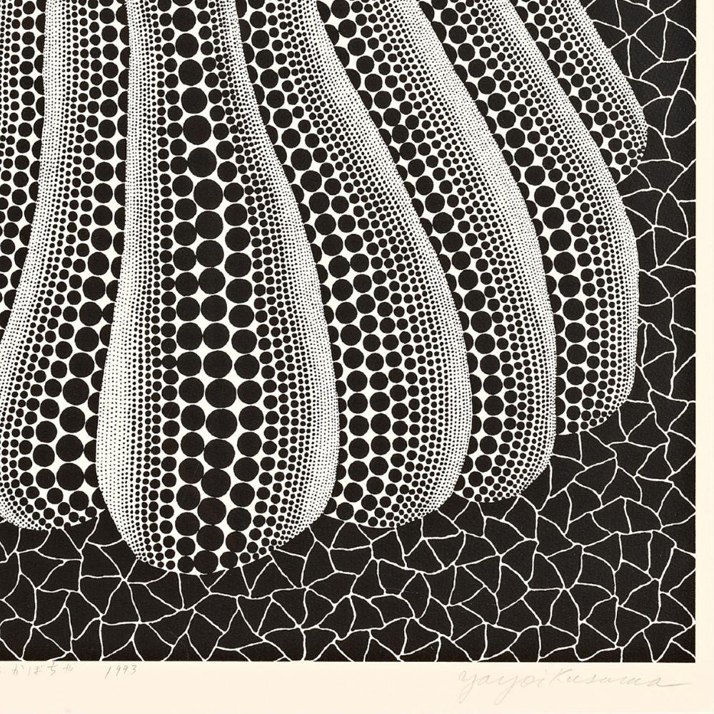 Thinking Pumpkin - Gray Abstract Print by Yayoi Kusama