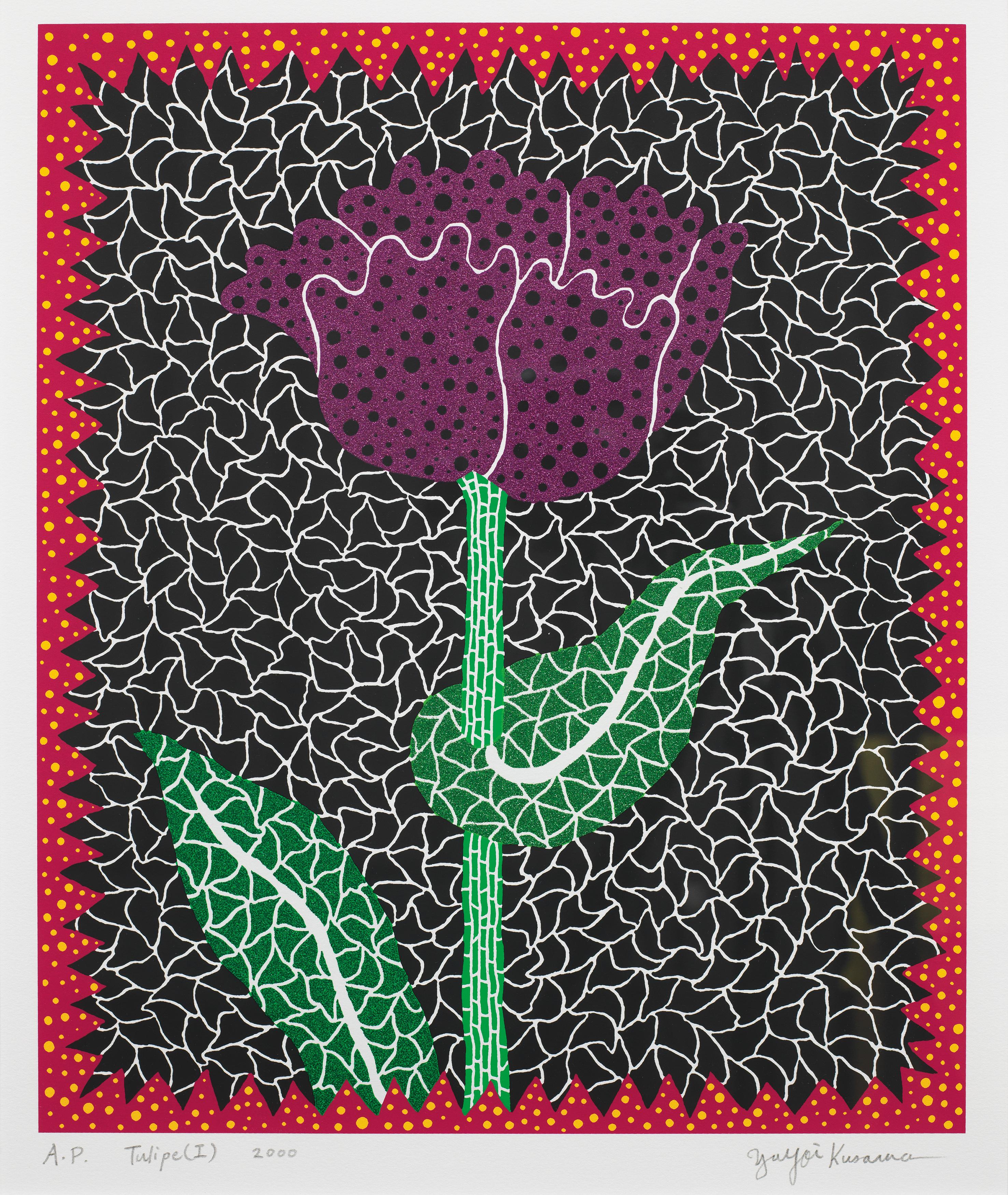 Tulipe (I),  Serigrafía (lamé) Edición Limitada de 60 por Yayoi Kusama (ABE 290)