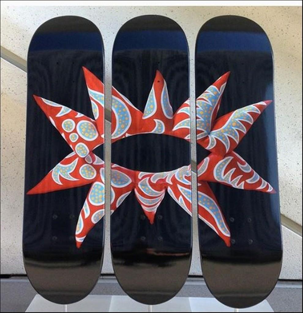 Yayoi Kusama Abstract Print - With all My Flowering Heart Skateboard Triptych, 3 Limited Edition Skate Decks